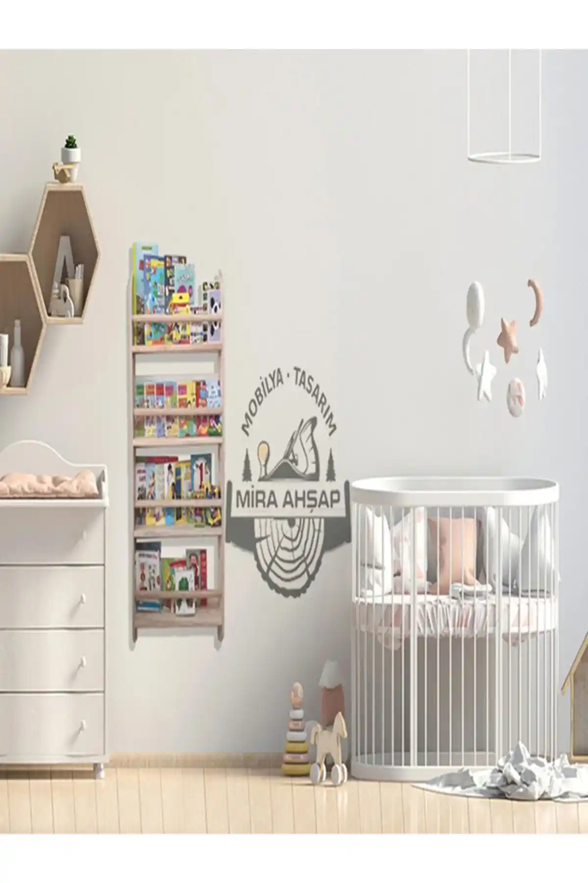 Mirapet Mira Ahşap Montessori Çocuk Odası Kitaplık Rafı Güvenli ve Estetik Tasarım