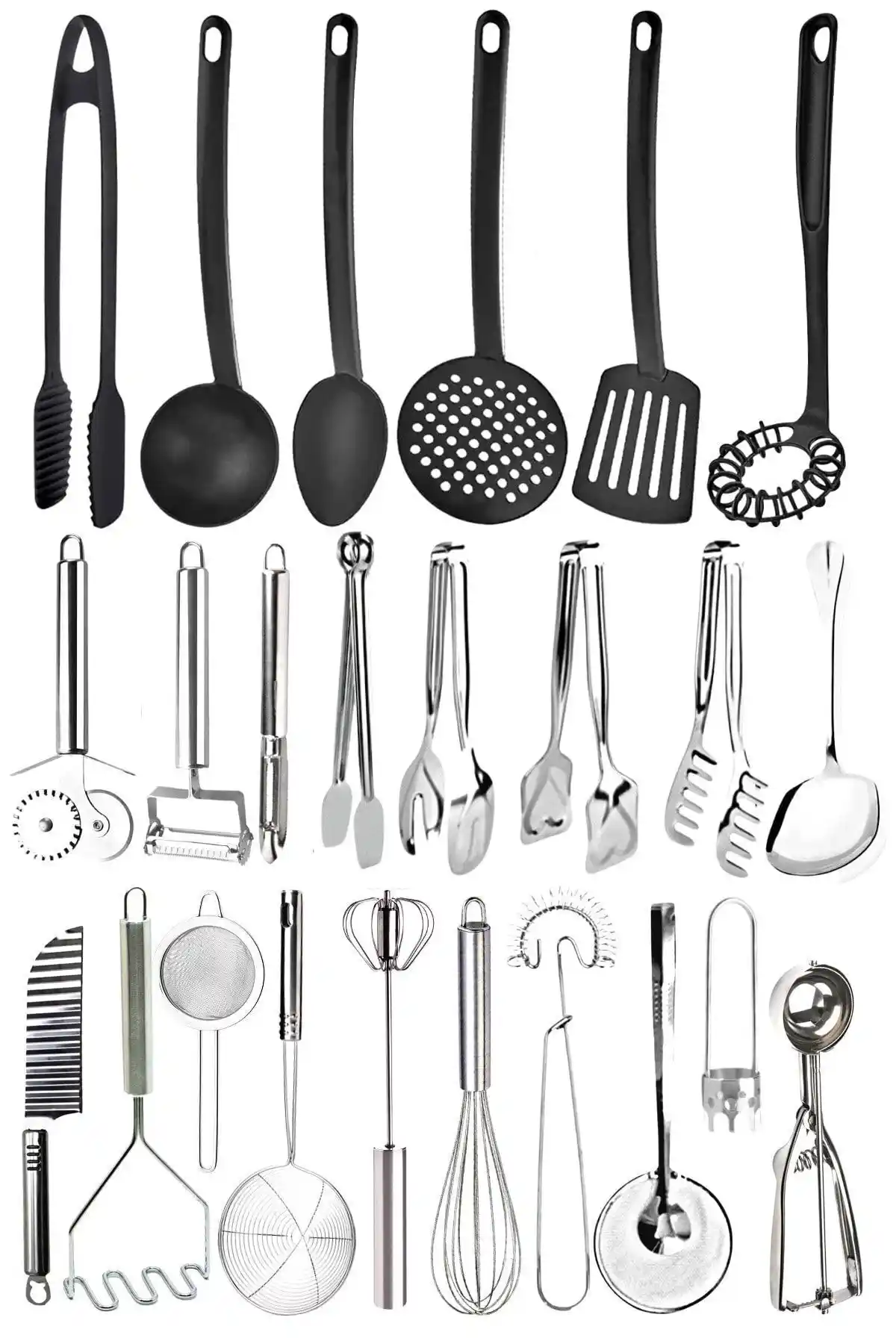 Mirilliahome 24 Parça Kepçe, Spatula ve Servis Seti: Dayanıklı ve Şık Mutfak Gereçleri