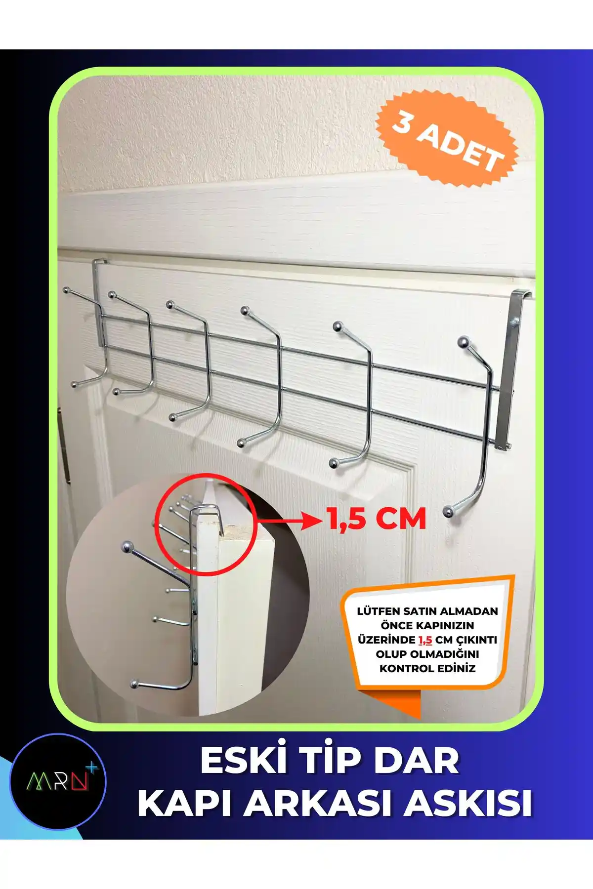 Mirvano 3 Adet Kapı Arkası Askısı Dayanıklı ve Estetik Tasarımıyla Kullanım Kolaylığı Sunar