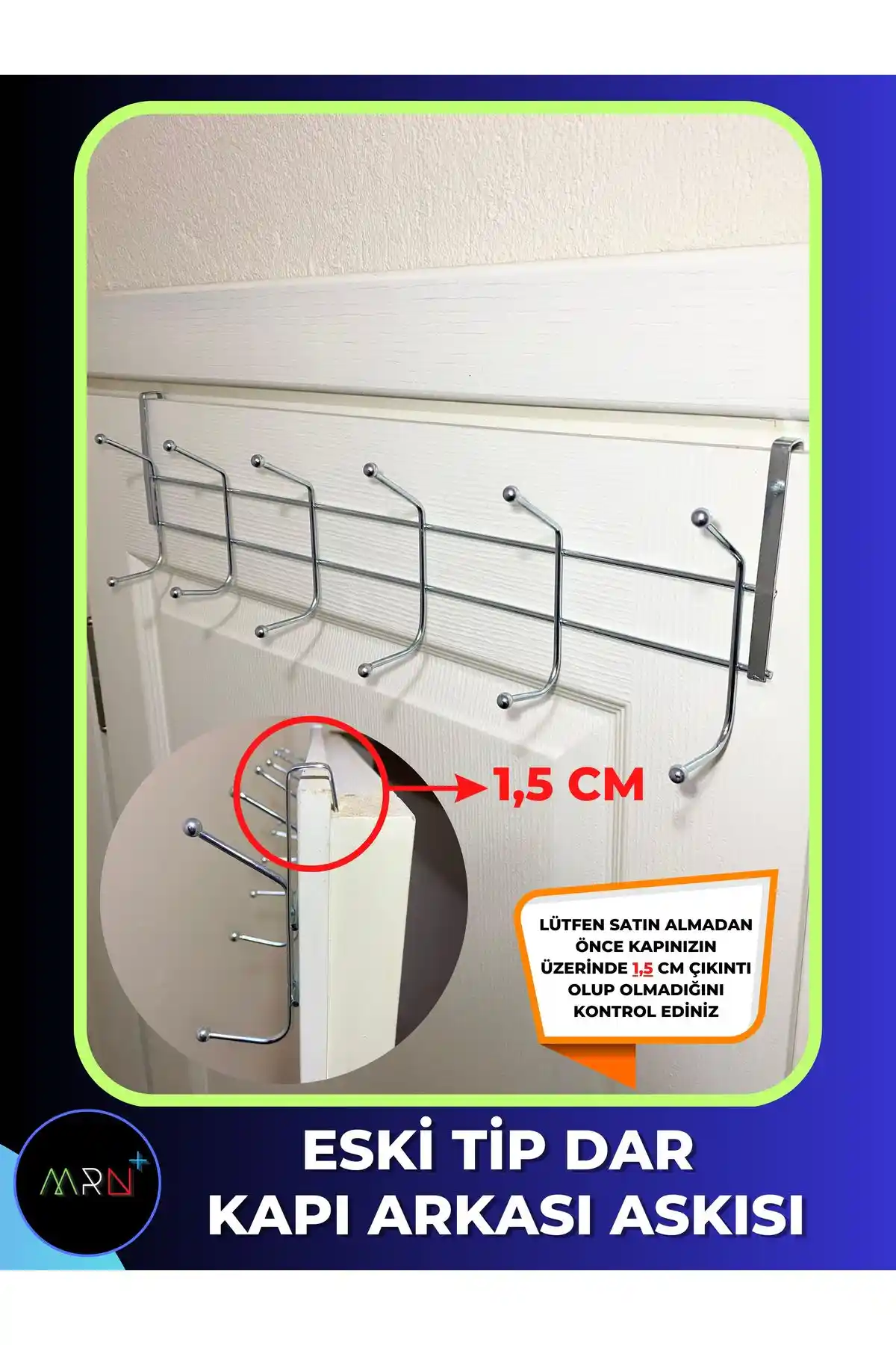 Mirvano Eski Tip Dar Kapı Arkası Askısı Klasik Tarz ve Turkuaz Renk Seçeneğiyle