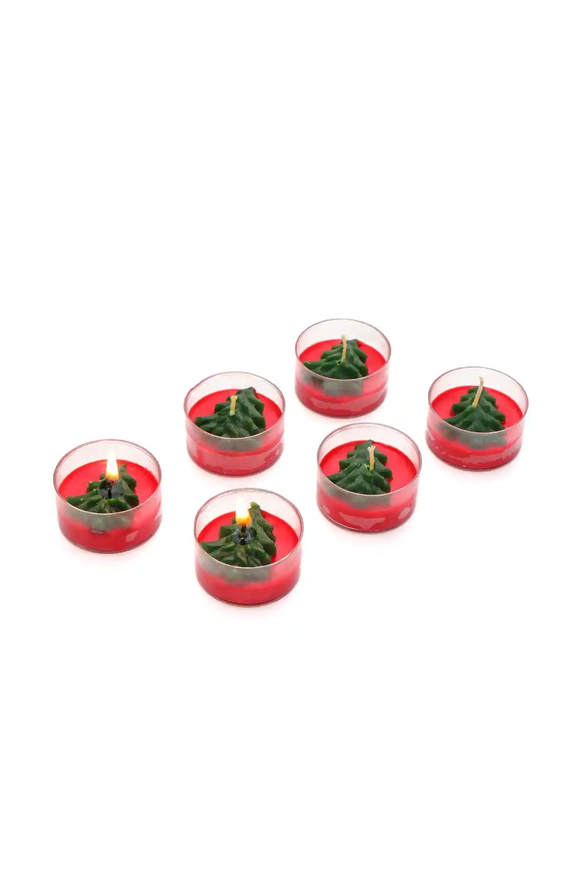Missi Yılbaşı 6'lı Kabartmalı Tealight Mum Seti Dekoratif ve Uzun Yanma Süreli