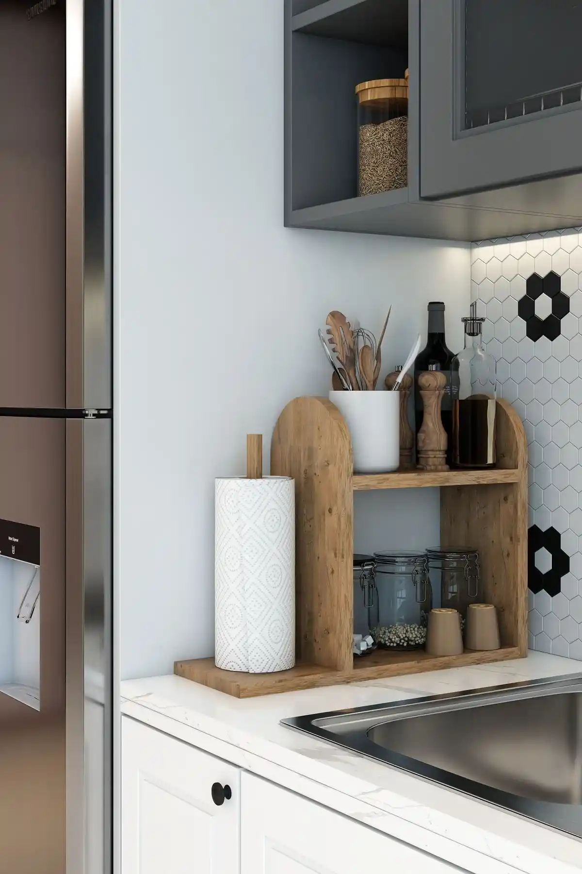 Modalanka Kağıt Havluluklu Mutfak Rafı Modern ve Dayanıklı Tasarım ile Pratik Kullanım