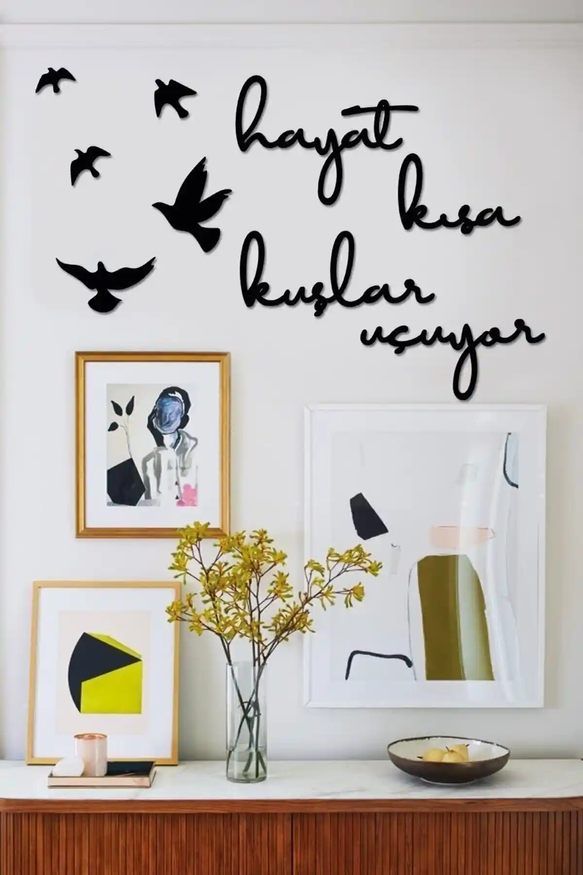 MODAT Hayat Kısa Kuşlar Uçu<yor> Dekoratif Duvar Tablosu Modern İç Mekanlar İçin