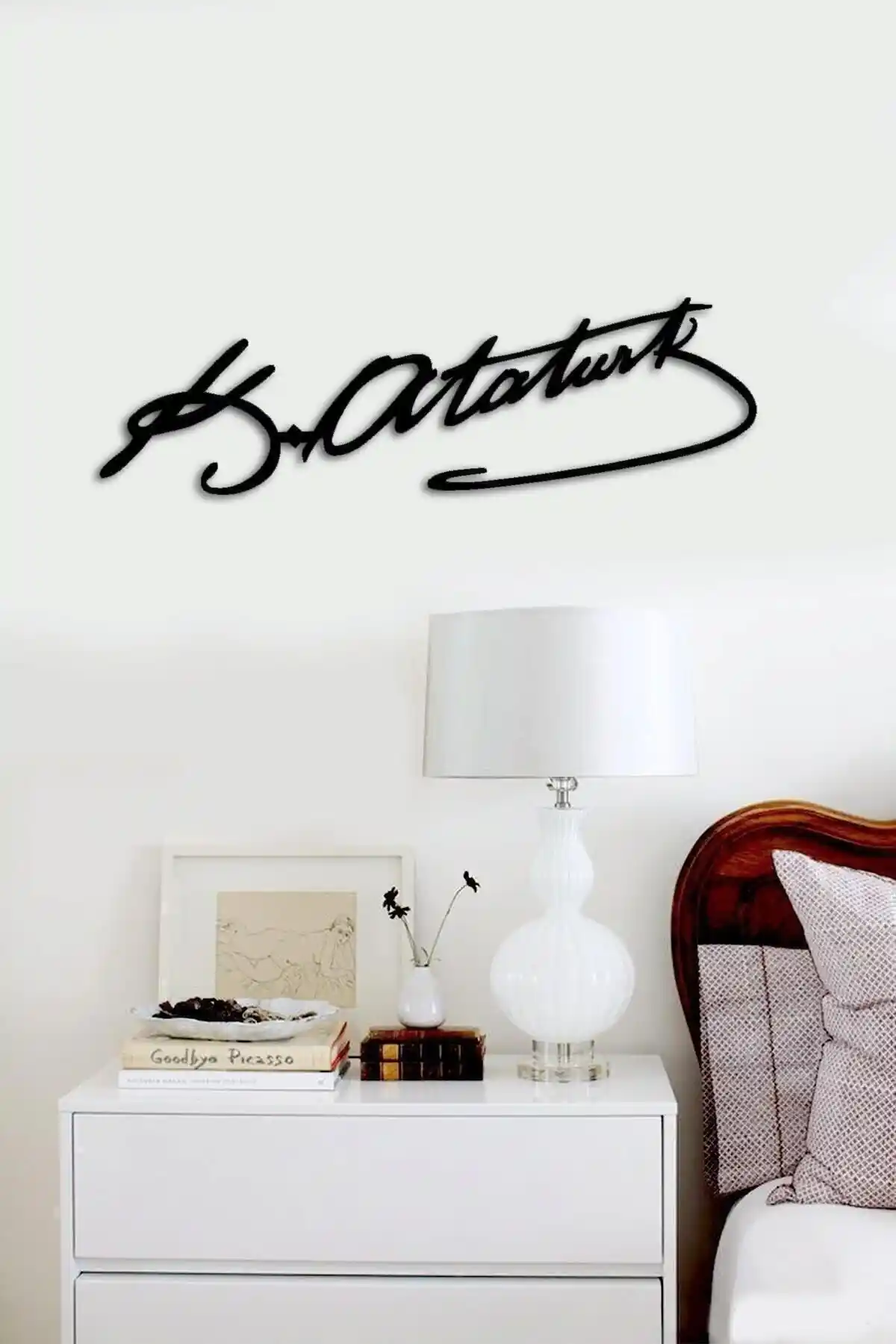 MODAT Siyah Atatürk İmzası Ahşap Dekoratif Tablo 27x27 cm - Modern ve Şık Tasarım