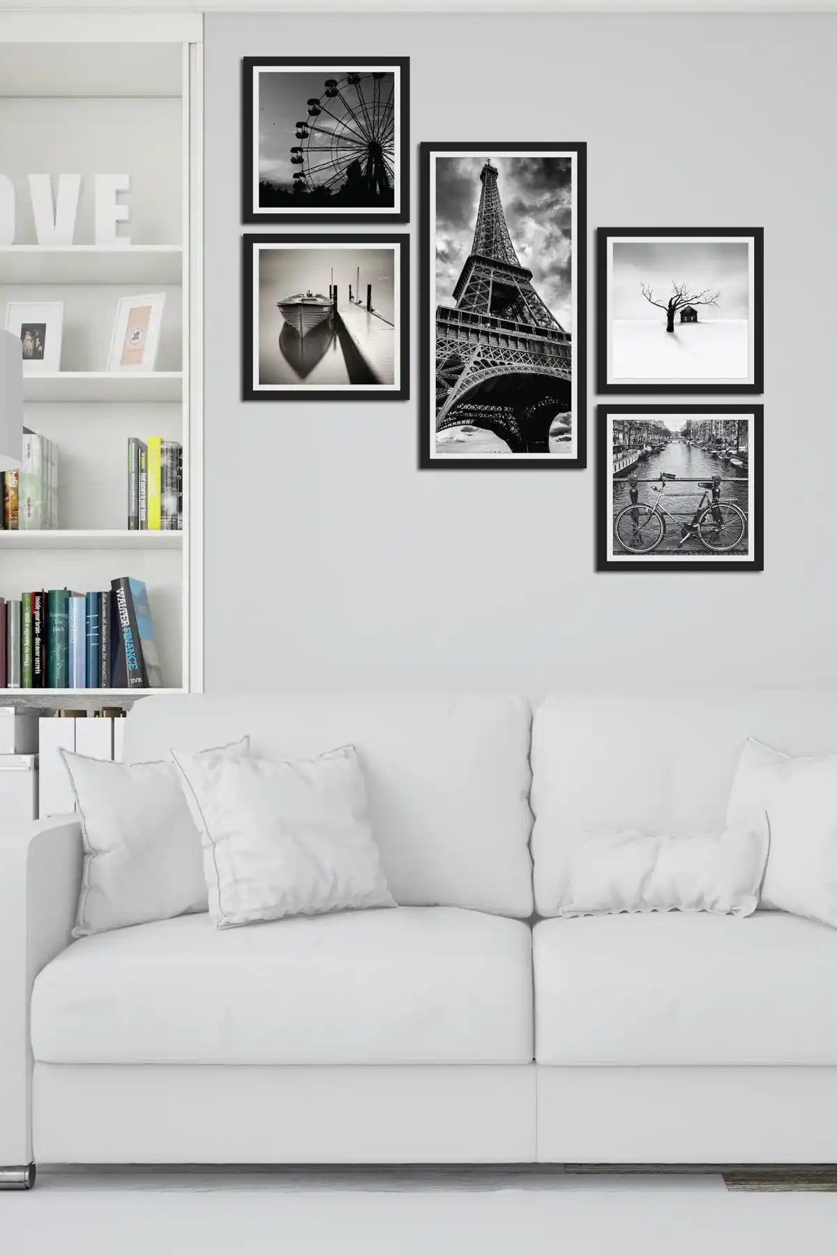 Modern 5 Parçalı MDF Tablo Cadran Collage Style Şık Duvar Dekoru