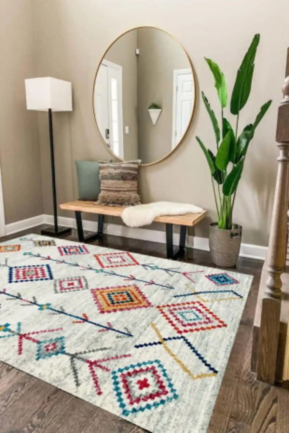Modern ESTA HALI Şönil Kilim Desenli Yıkanabilir Kaymaz Tabanlı Halı