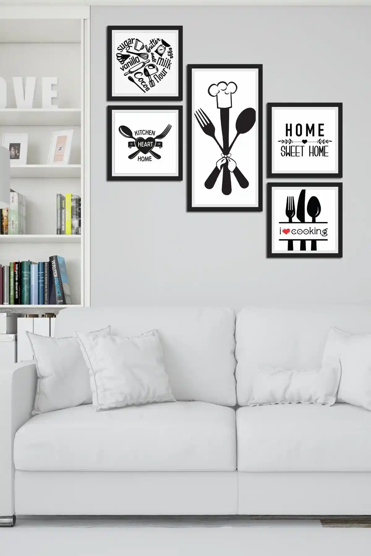 Modern MDF Tablo Çerçevesiz 5 Parçalı Collage Style Duvar Dekoru