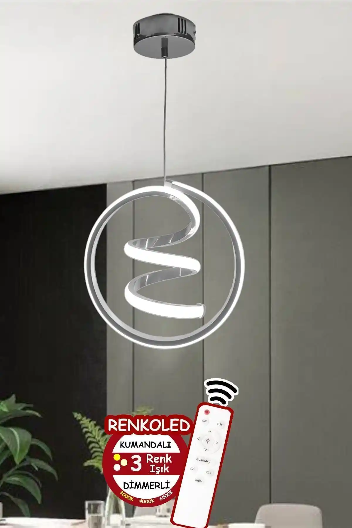 Modern ve Çok Fonksiyonlu Renkoled Kumandalı Renkli LED Sarkıt Avize 25x25 cm