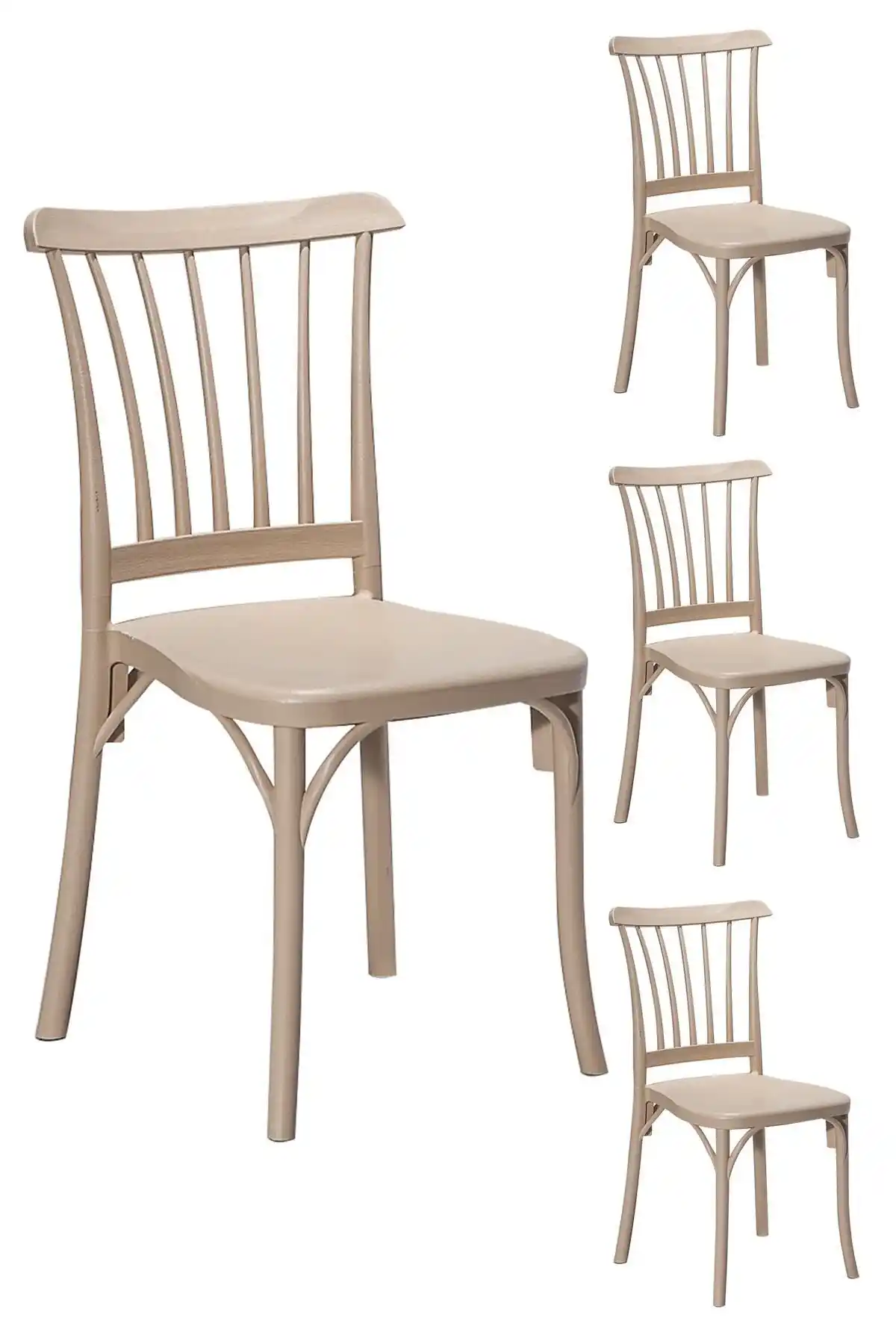 Modern ve Dayanıklı Violet Cappucino Balkon ve Bahçe Sandalyeleri 4'lü Paket