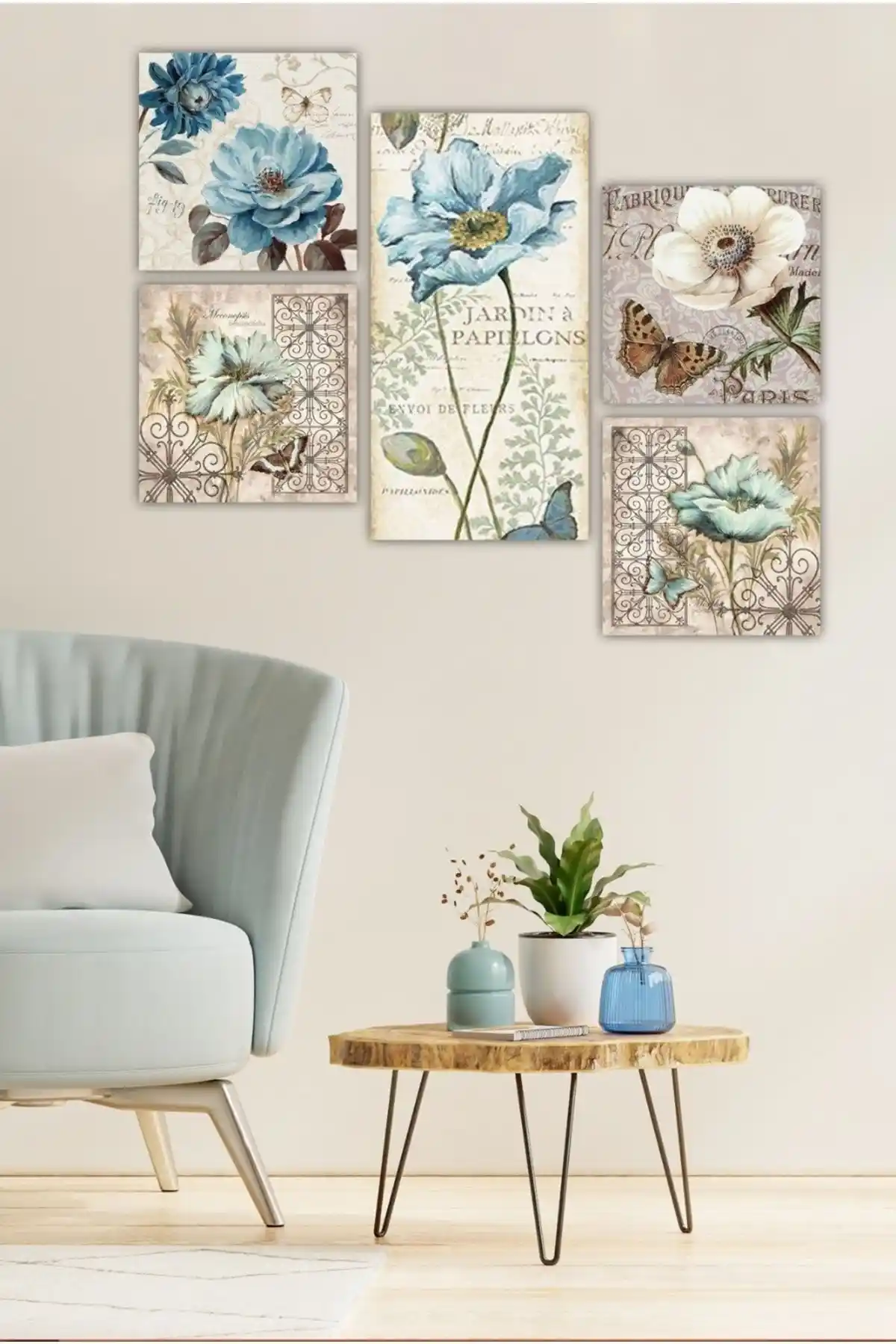 Modern ve Şık 5 Parçalı MDF Duvar Tablosu Cadran Collage Style ATF182