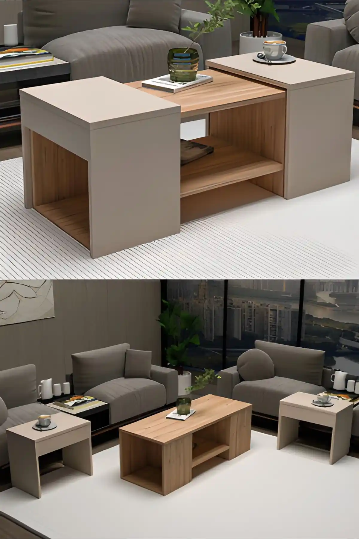 Modern ve Şık Arnetti Sartos 3'lü Zigonlu Orta Sehpa Seti, Kullanışlı ve Estetik Tasarım