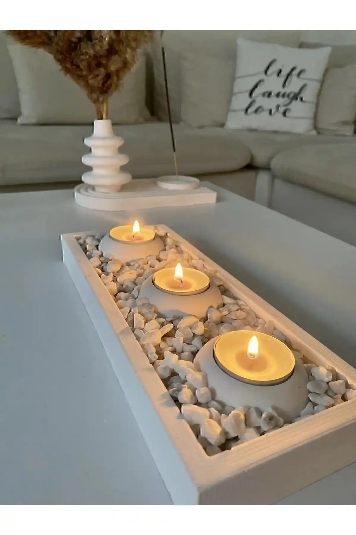 Modern ve Şık Elfido Beton Mumluk Seti İç Mekan Dekorasyonu İçin Uygun