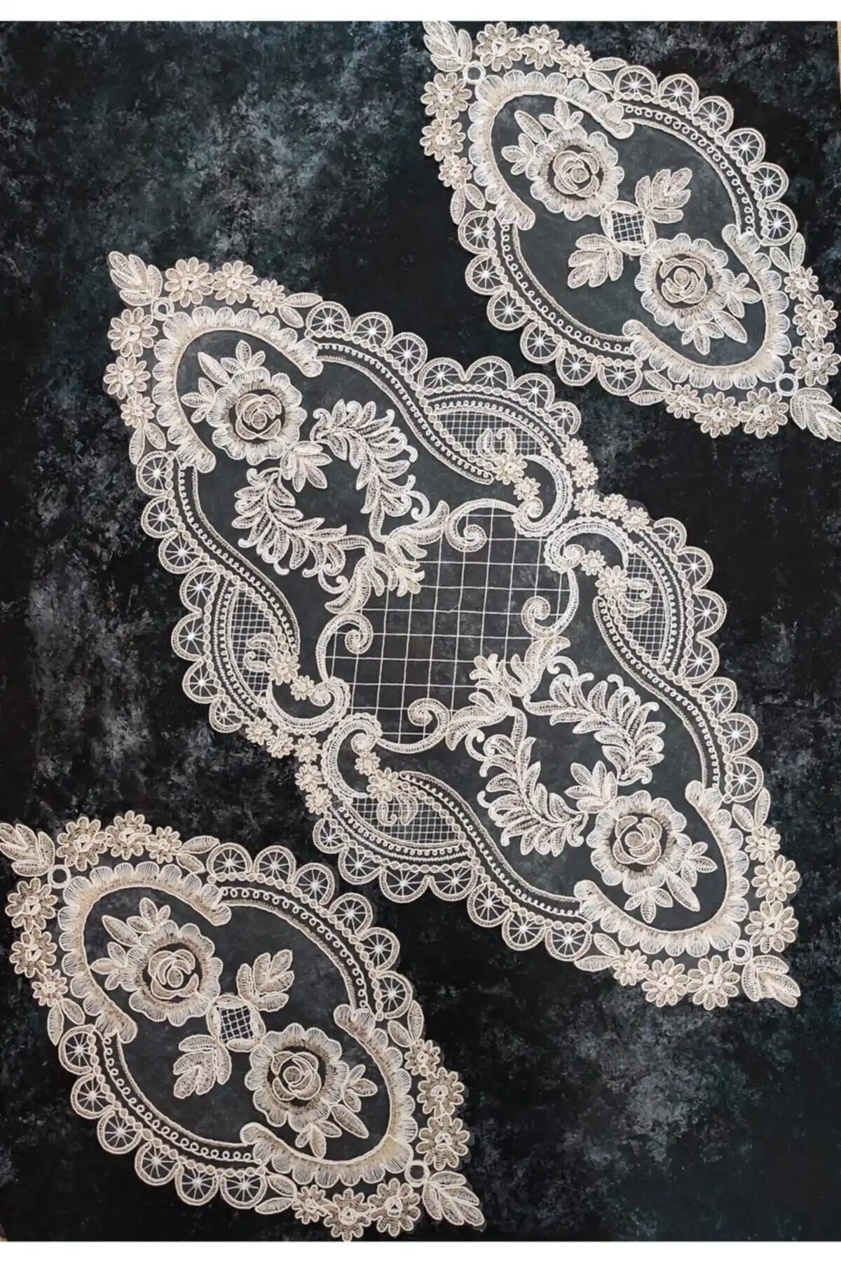 Modern ve Zarif Çeyizci Fransız Dantel Yatak Odası Takımı Kapuçino Renkli