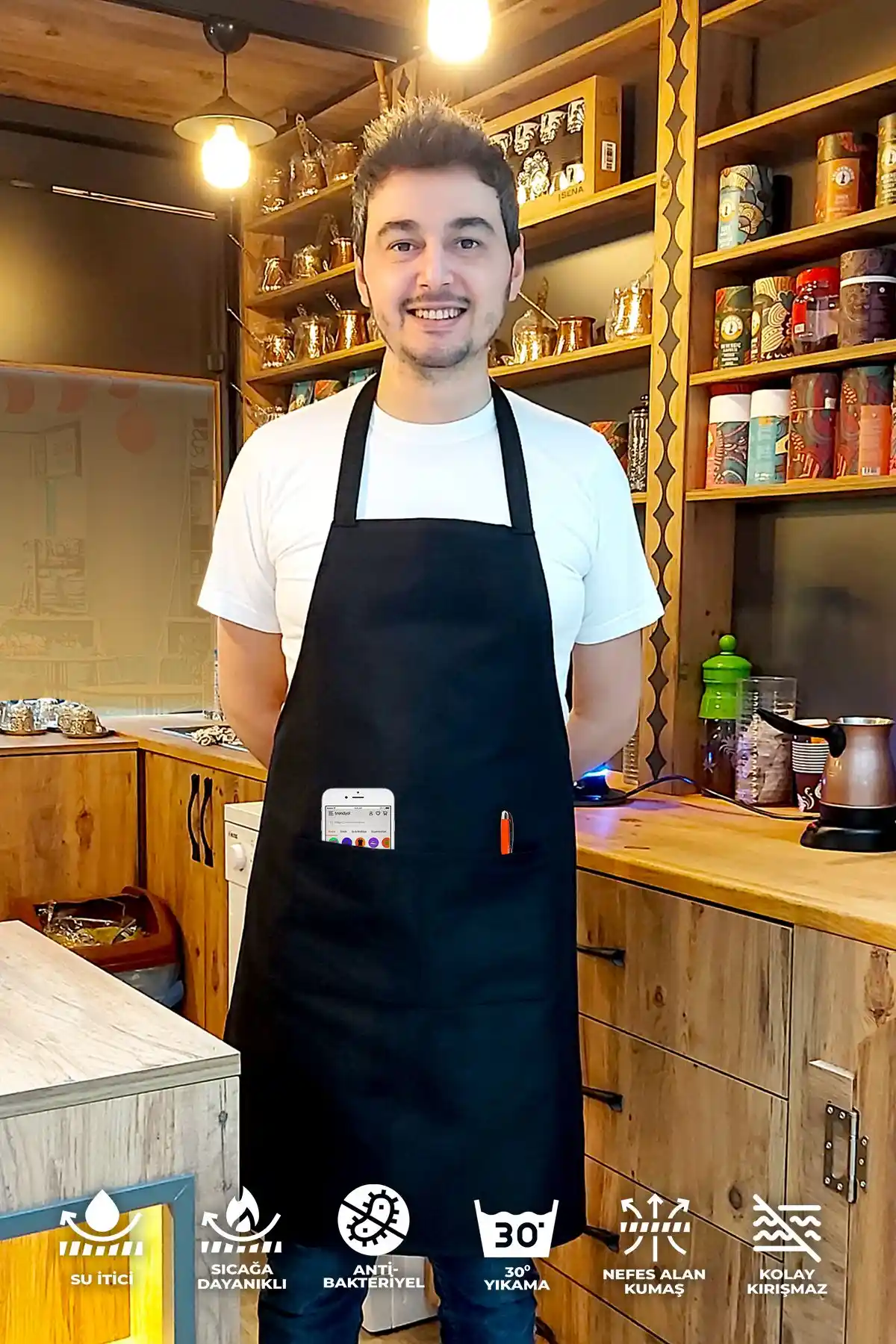 Monki Haus Siyah Önlük: Dayanıklı ve Hijyenik Profesyonel İş Kıyafeti