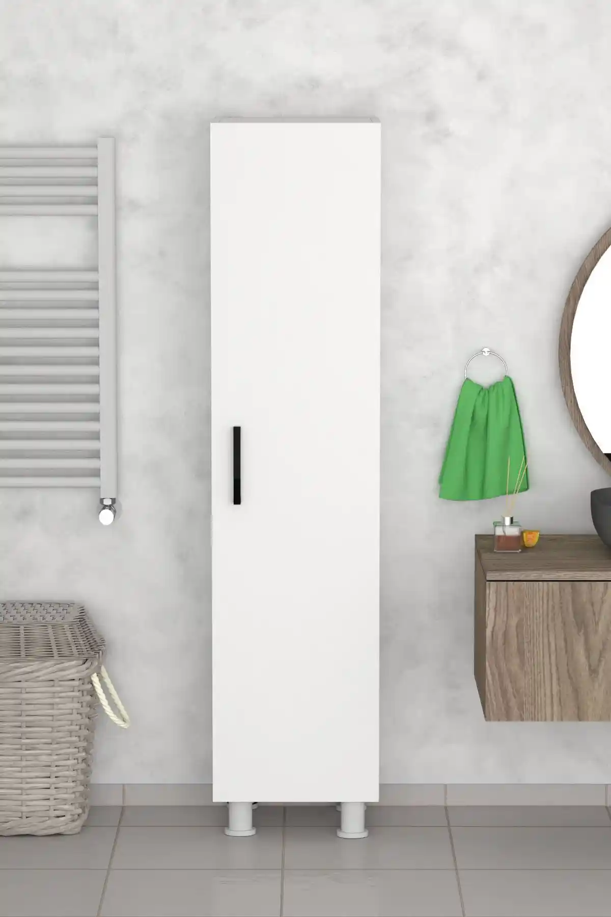 Moonlife 5 Raflı Banyo Boy Dolabı Modern ve Fonksiyonel Tasarımıyla Küçük Alanlar İçin Uygun