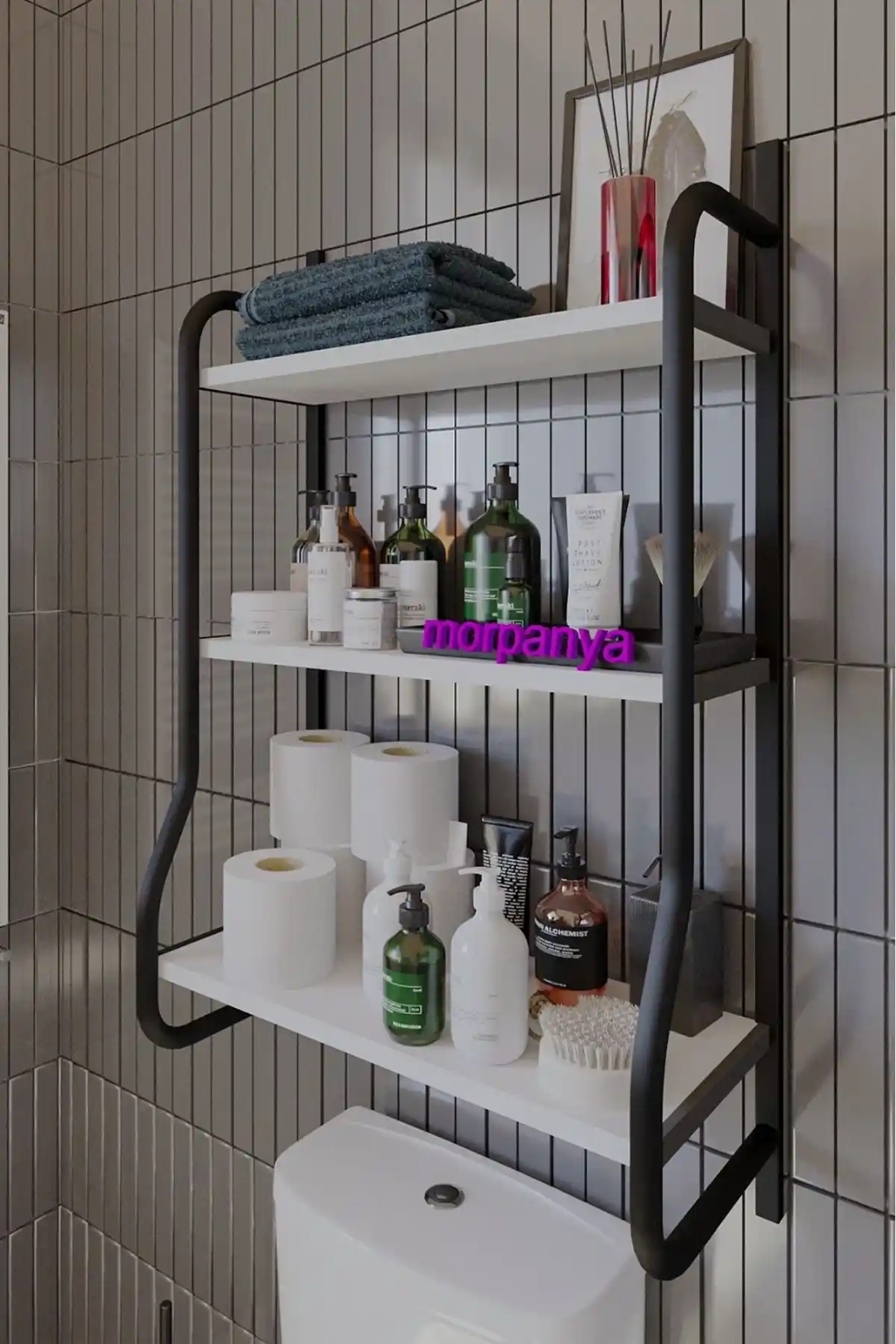 Morpanya Elony Klozet Üstü Düzenleyici Raf: Modern ve Şık Banyo Organizasyon Çözümü