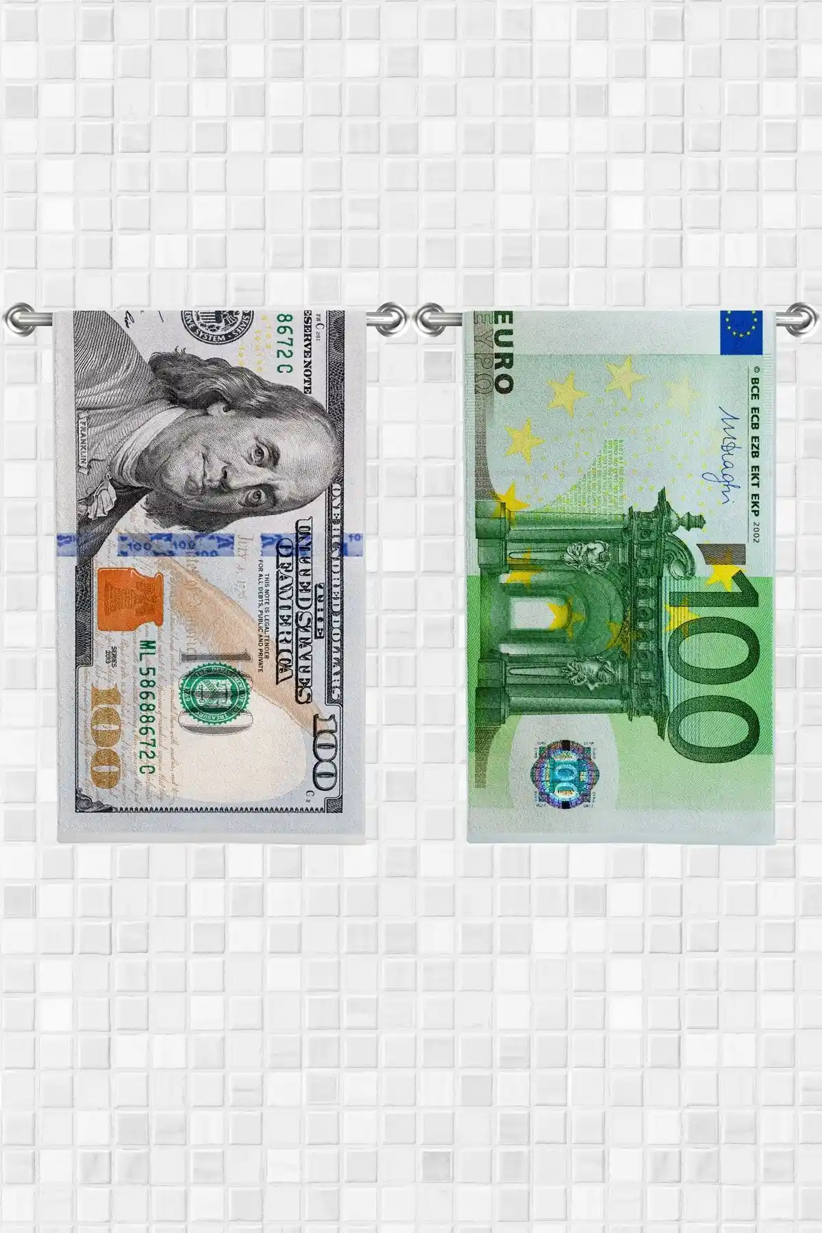 Move Home Çok Amaçlı Dolar Euro Desenli Dekoratif Havlu Seti Modern ve Şık Tasarım