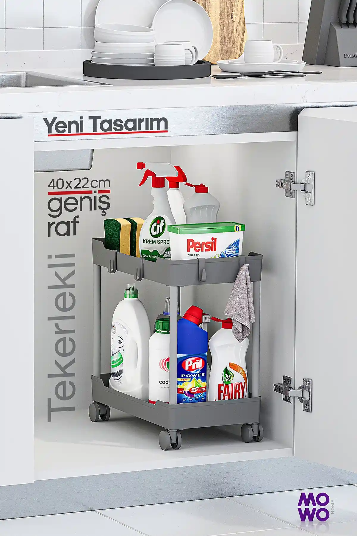 Mowo Home 2 Katlı Tekerlekli Raf: Dayanıklı ve Pratik Ev Düzenleme Çözümü