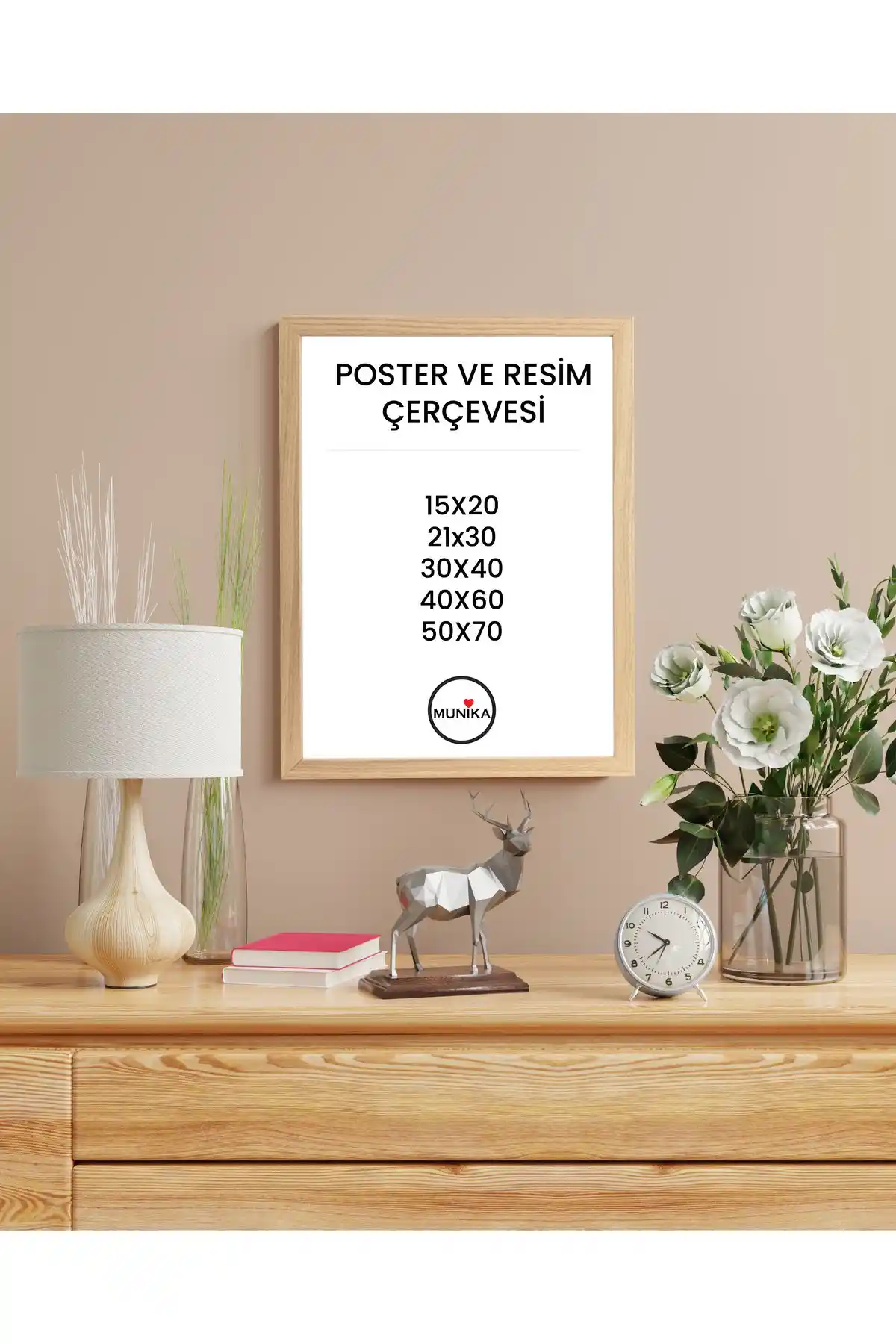 MUNİKA Doğal Ahşap Tekli Çerçeve: Modern ve Minimalist Dekorasyon İçin Şık Seçenek