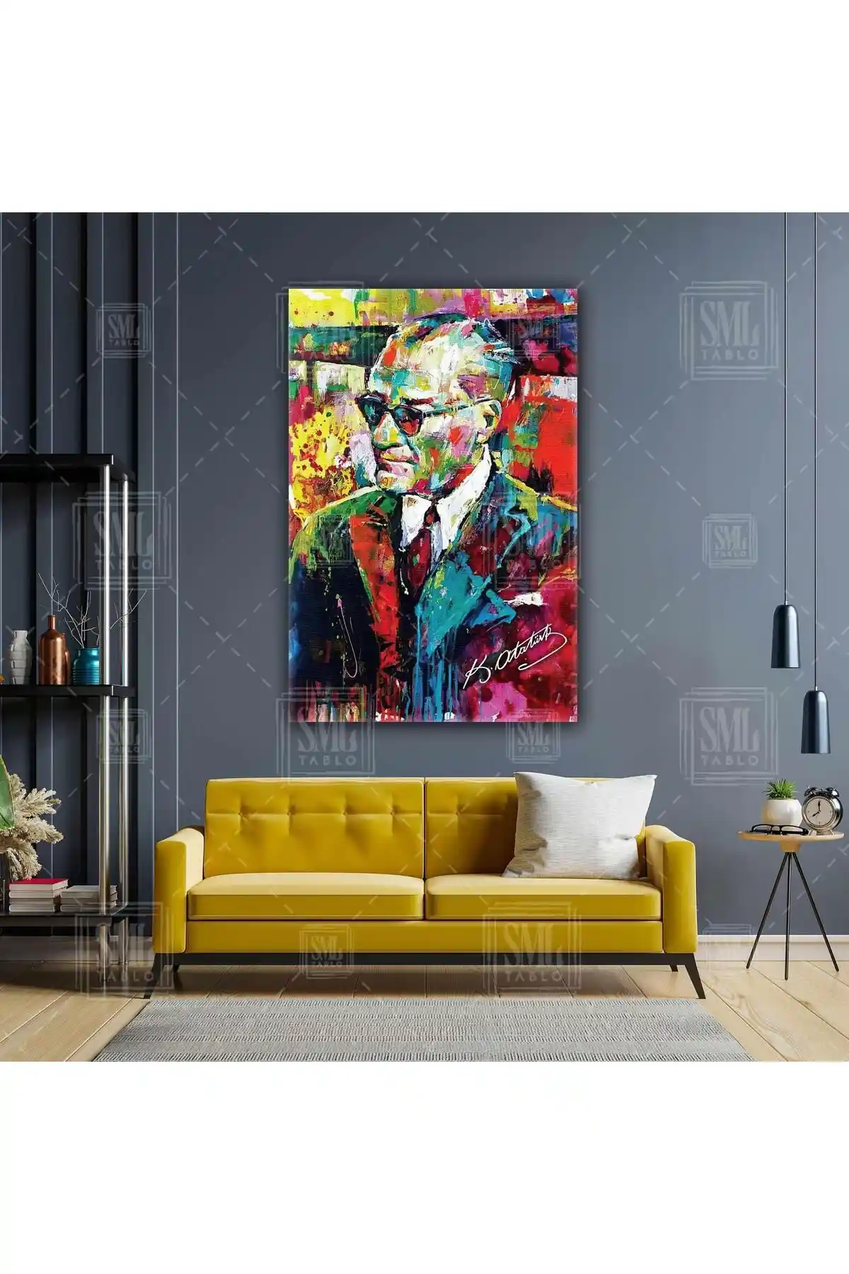 Mustafa Kemal Atatürk Portresi Yağlı Boya Etkili Modern Dekoratif Tablo