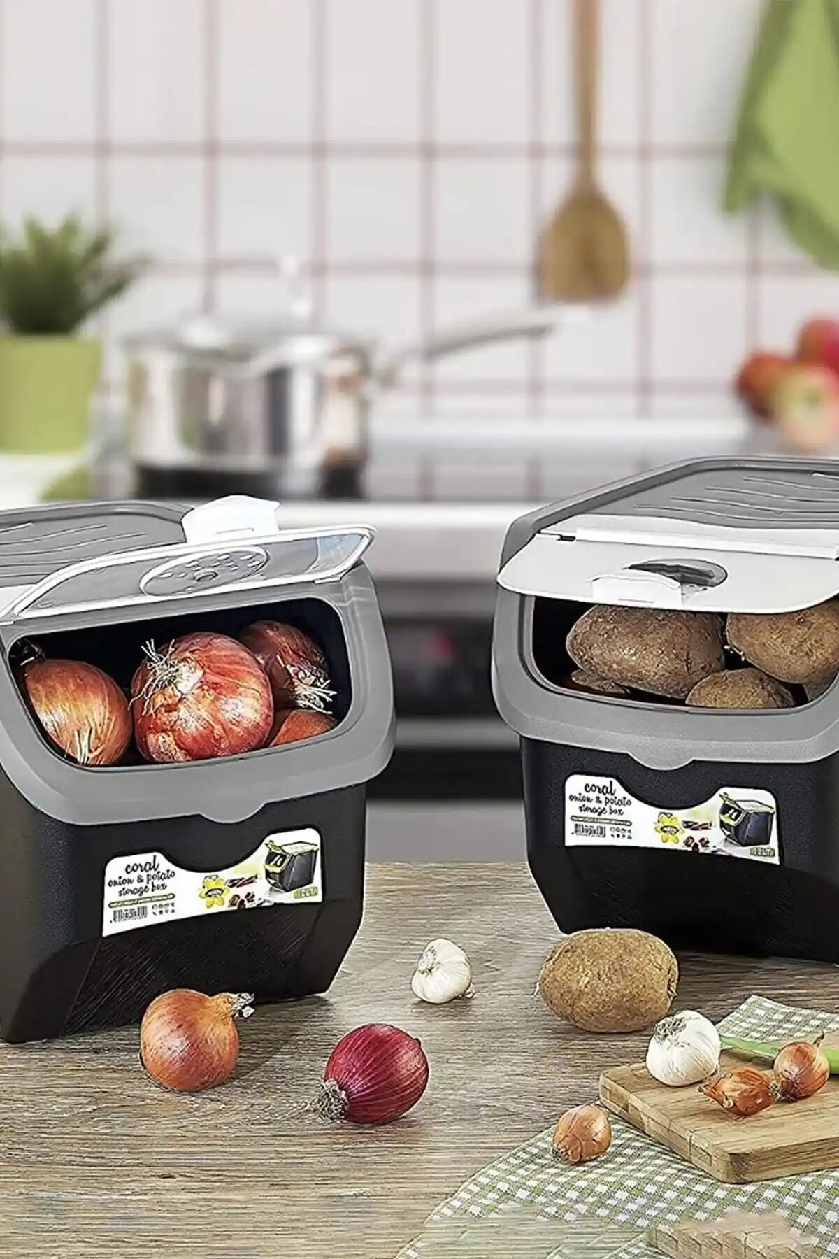 Mutfak Köşesi Coral 12 Litre 2'li Saklama Kutuları Modern ve Pratik Mutfak Düzeni Çözümü