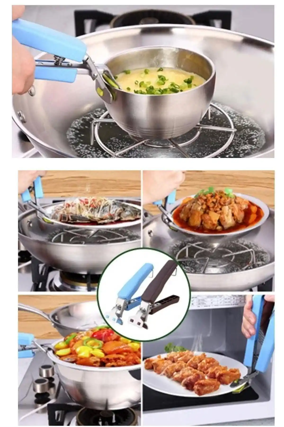 Mutfakta Güvenlik ve Pratikliği Artıran Kitchen Beauty Sıcak Yemek Kase Tutucu ve Maşa Kolu