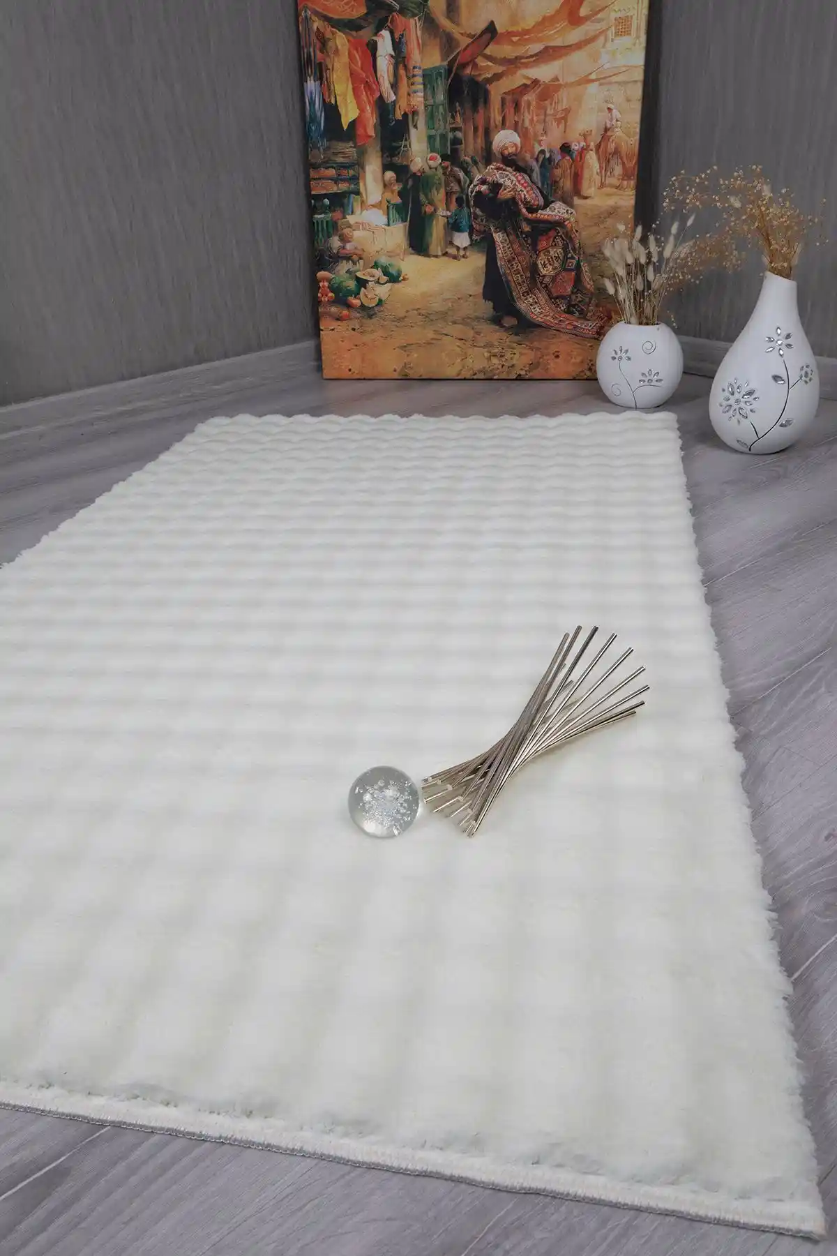 Myevilla Dekoratif Bubble Uzun Tüylü Peluş Halı ile Şık ve Konforlu Ev Dekorasyonu