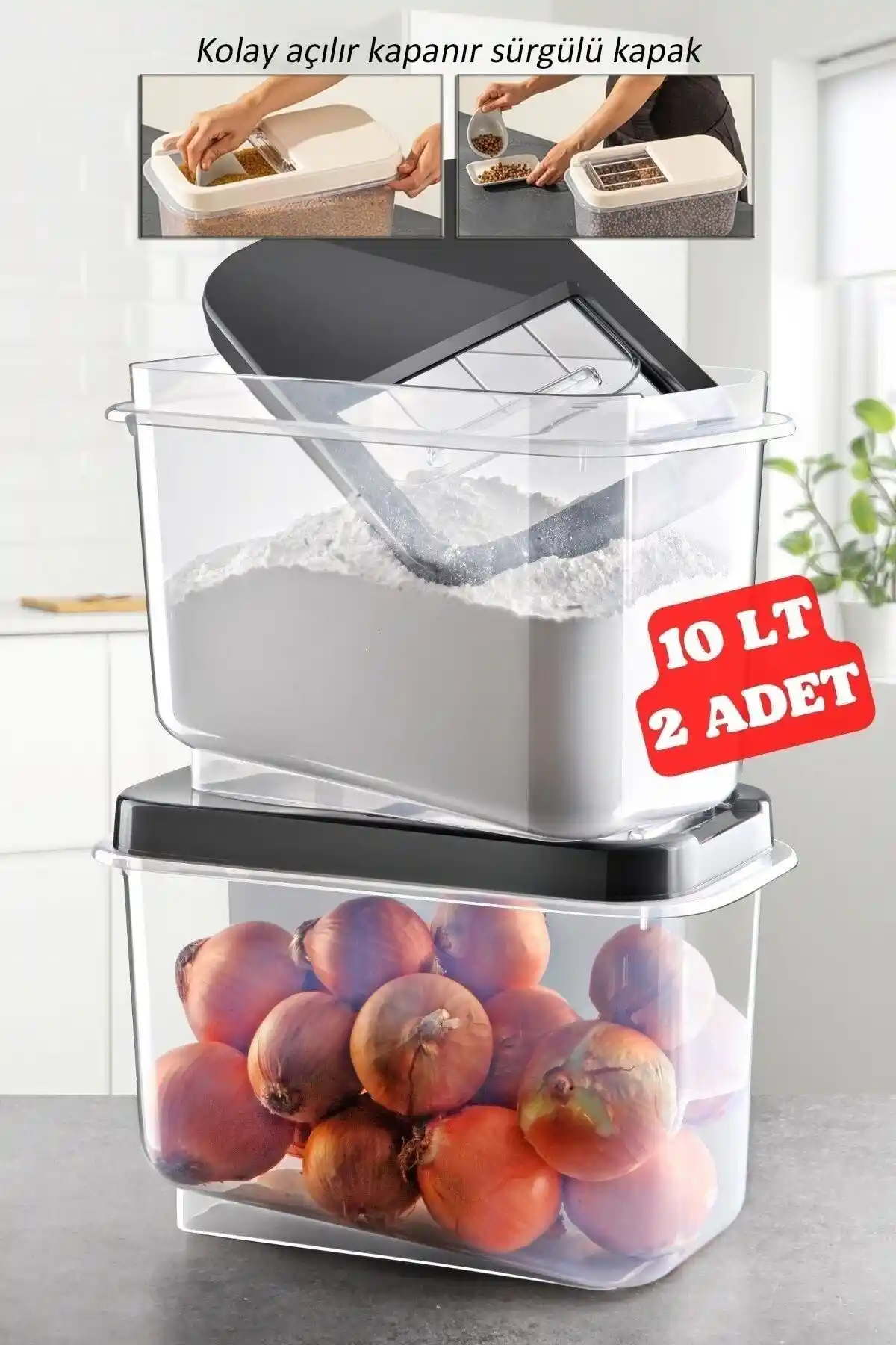 Nandy Home 2'li 10 Litre Çok Amaçlı Saklama Kabı Seti Modern ve Dayanıklı Tasarım