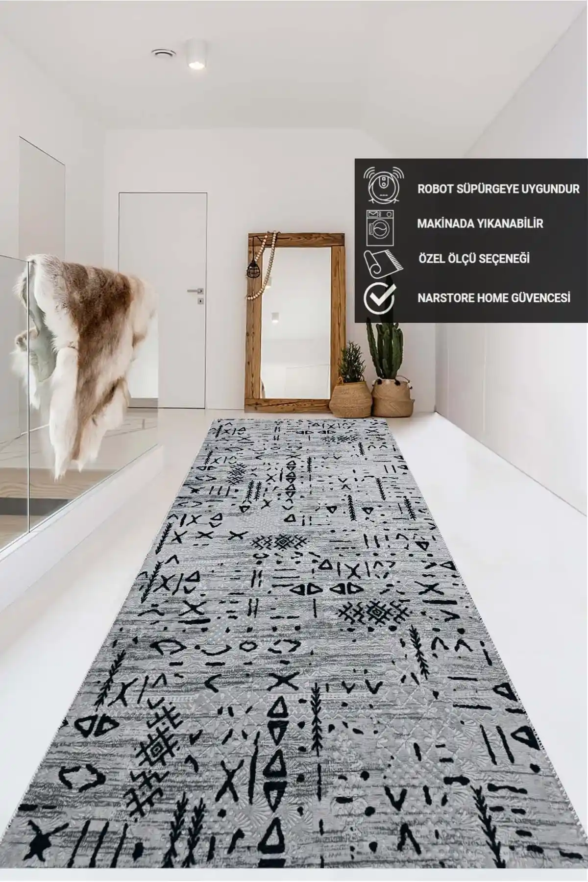 NarStore Home İskandinav Gri ve Krem Kaymaz Taban Yolluk Halı Karşılaştırması ve Özellikleri