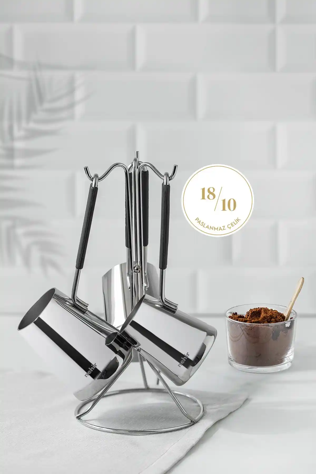 Nehir Everest 4 Parça Paslanmaz Çelik Cezve Seti: Şık ve Dayanıklı Mutfak Gereçleri