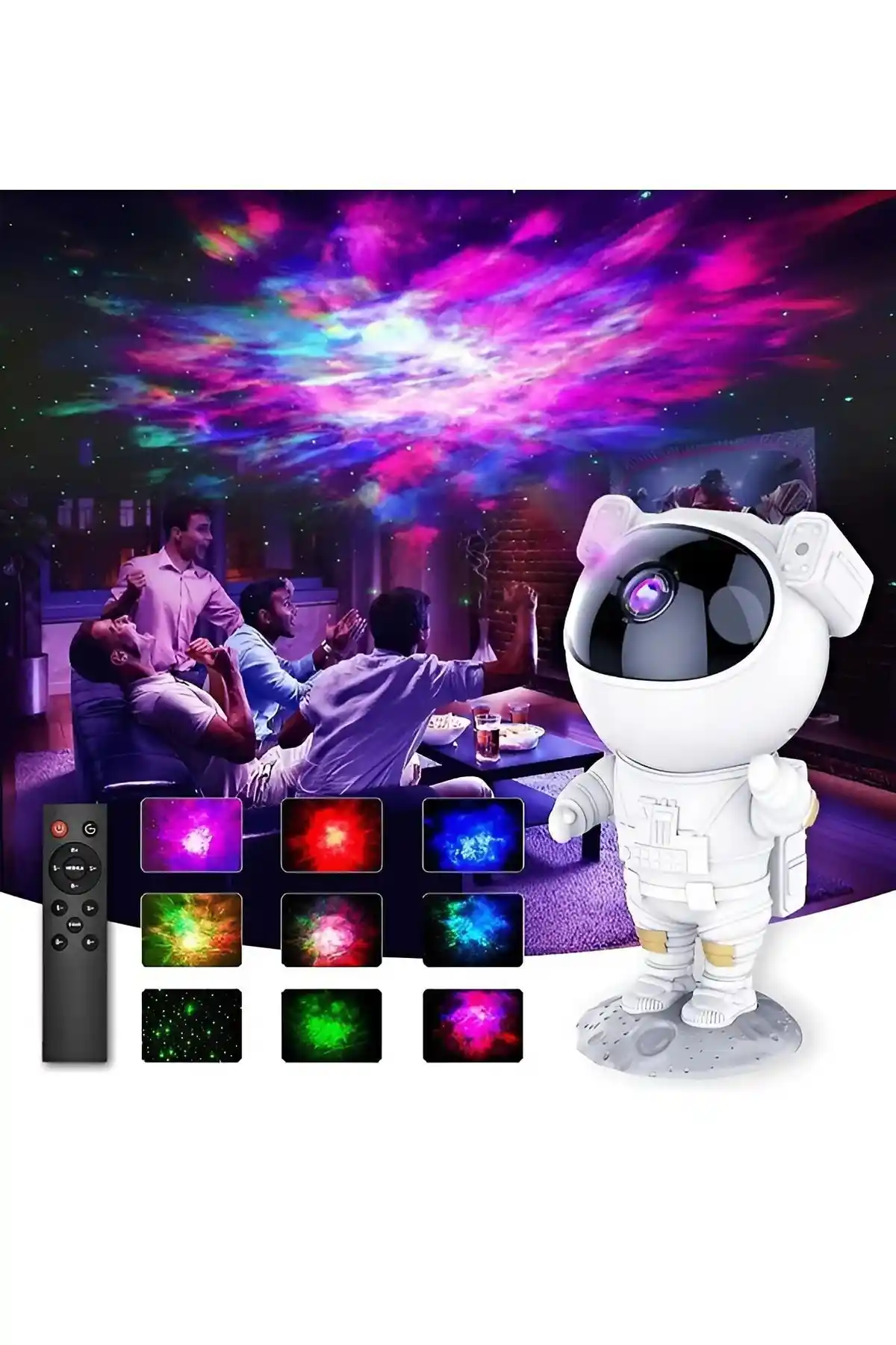 Nextbuy Astronot Projektör Led Işık Renkli Nebula Efektleri ve Çok Fonksiyonlu Gece Lambası