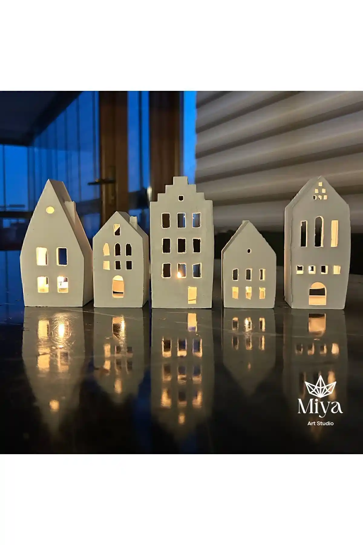 Nikadu 5’li Beton Mumluk Seti Modern ve Şık Ev Dekorasyonu İçin Uygun