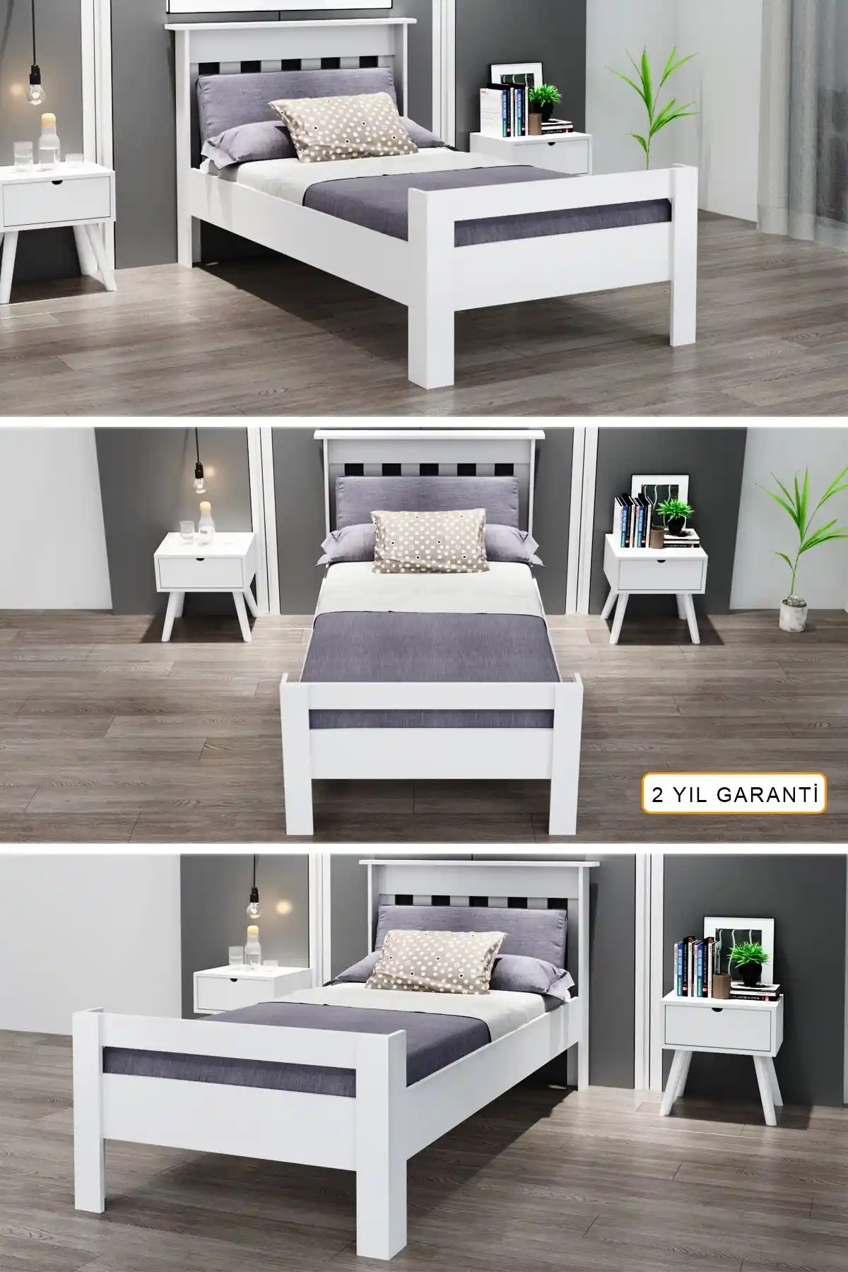 Ninnimo Still 90x190 Beyaz MDF Tek Kişilik Karyola Modern Tasarım ve Dayanıklılık