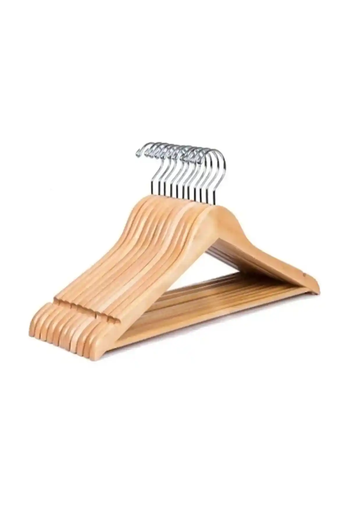 NisarStore 12 Adet Lüks Natürel Ahşap Kıyafet Askısı Dayanıklı ve Şık Tasarım