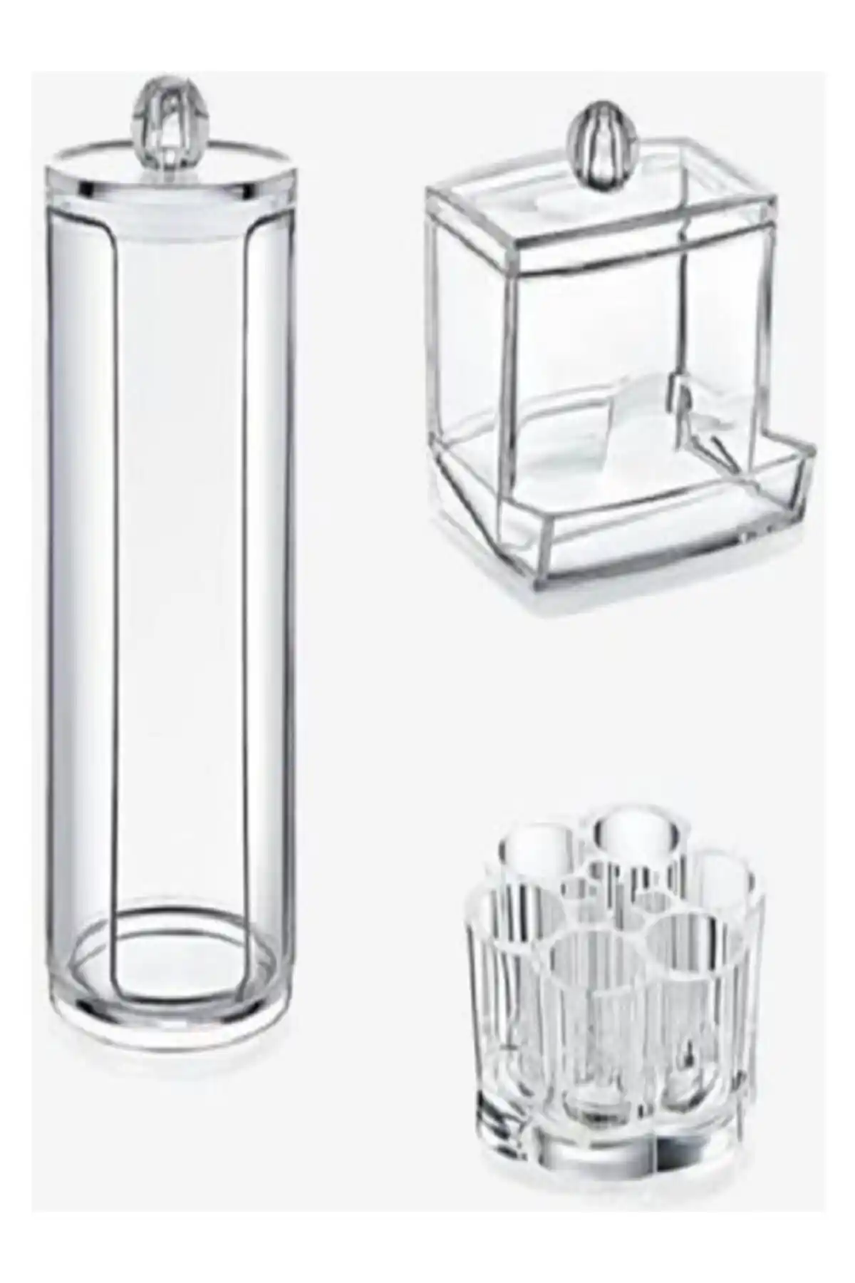 Nova Casa Akrilik Lüx 3'lü Makyaj Organizer Seti Şık ve Dayanıklı Düzenleme Çözümü