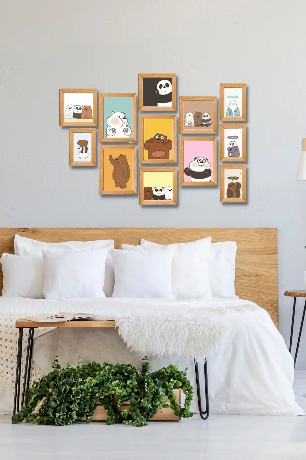 NT Handmade 12 Parça Ahşap Tablo Seti Çocuk Odaları ve Eğitim Ortamları İçin Dekorasyon