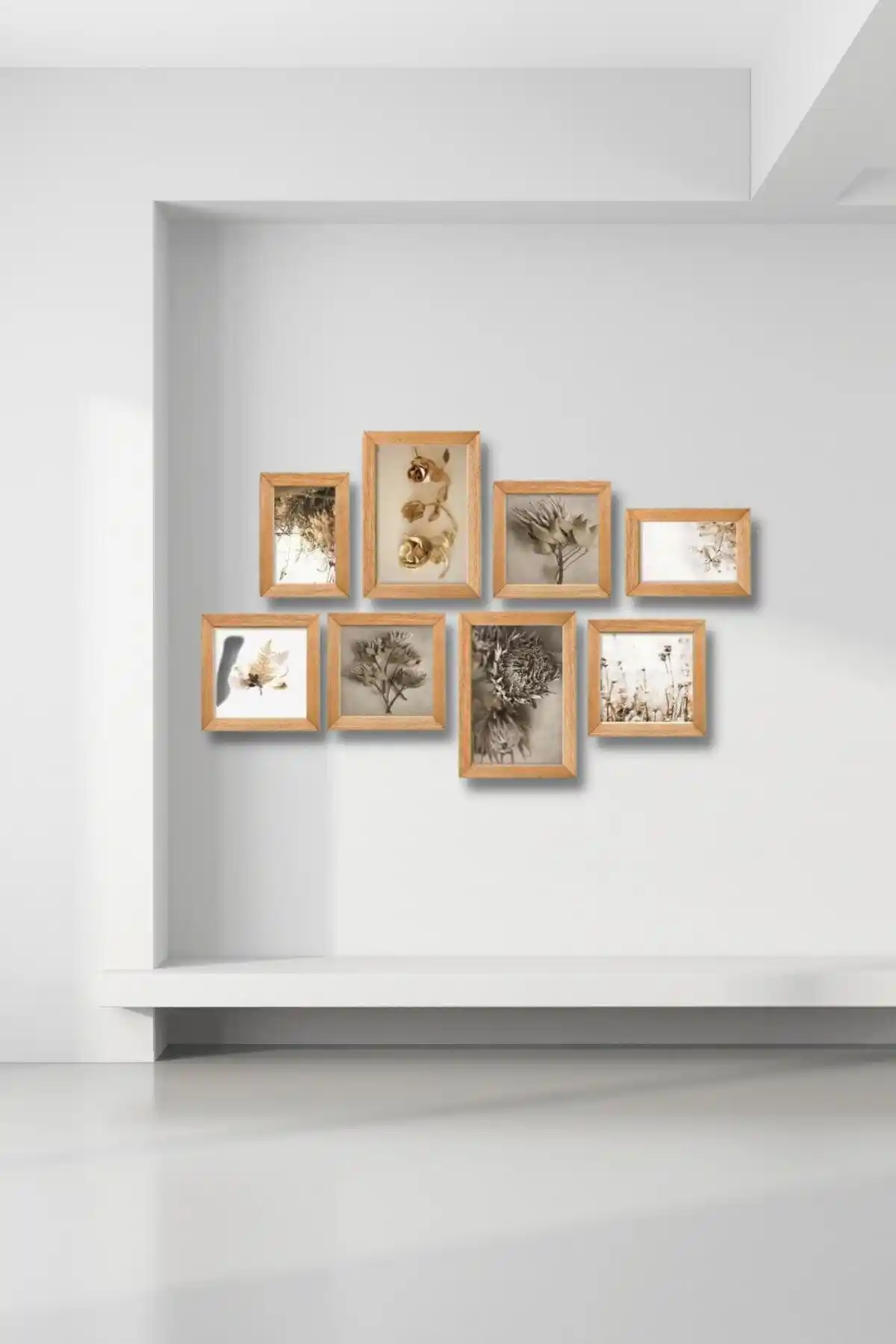 NT Handmade 8 Parça Ahşap Tablo Seti Doğal ve Şık İç Mekan Dekorasyonu İçin