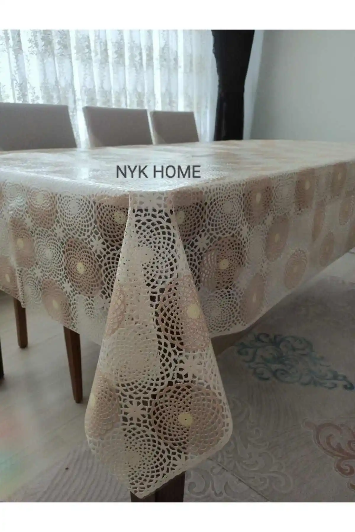 NYK HOME Hasır Desen Lüks PVC Silinebilir Masa Örtüsü ile Şıklık ve Fonksiyonellik