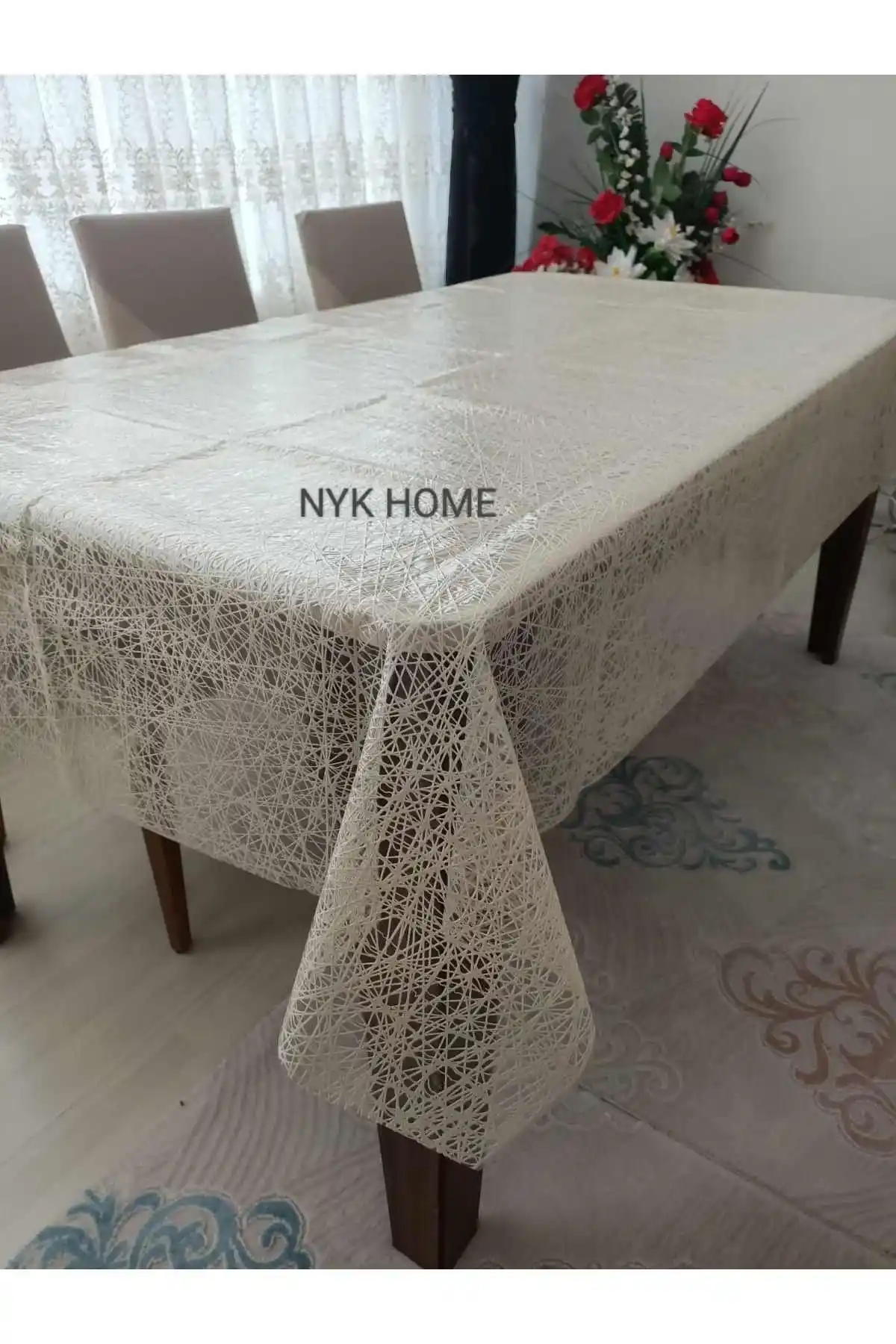 NYK HOME Hasır Desenli Lüks PVC Silinebilir Masa Örtüsü: Modern ve Pratik Dekorasyon Çözümü