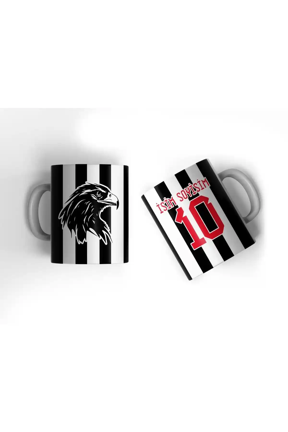 OFFSIDE Siyah Beyaz Çubuklu Forma ve Kupa Bardak Spor Tutkunları İçin Özel Tasarım Ürünler