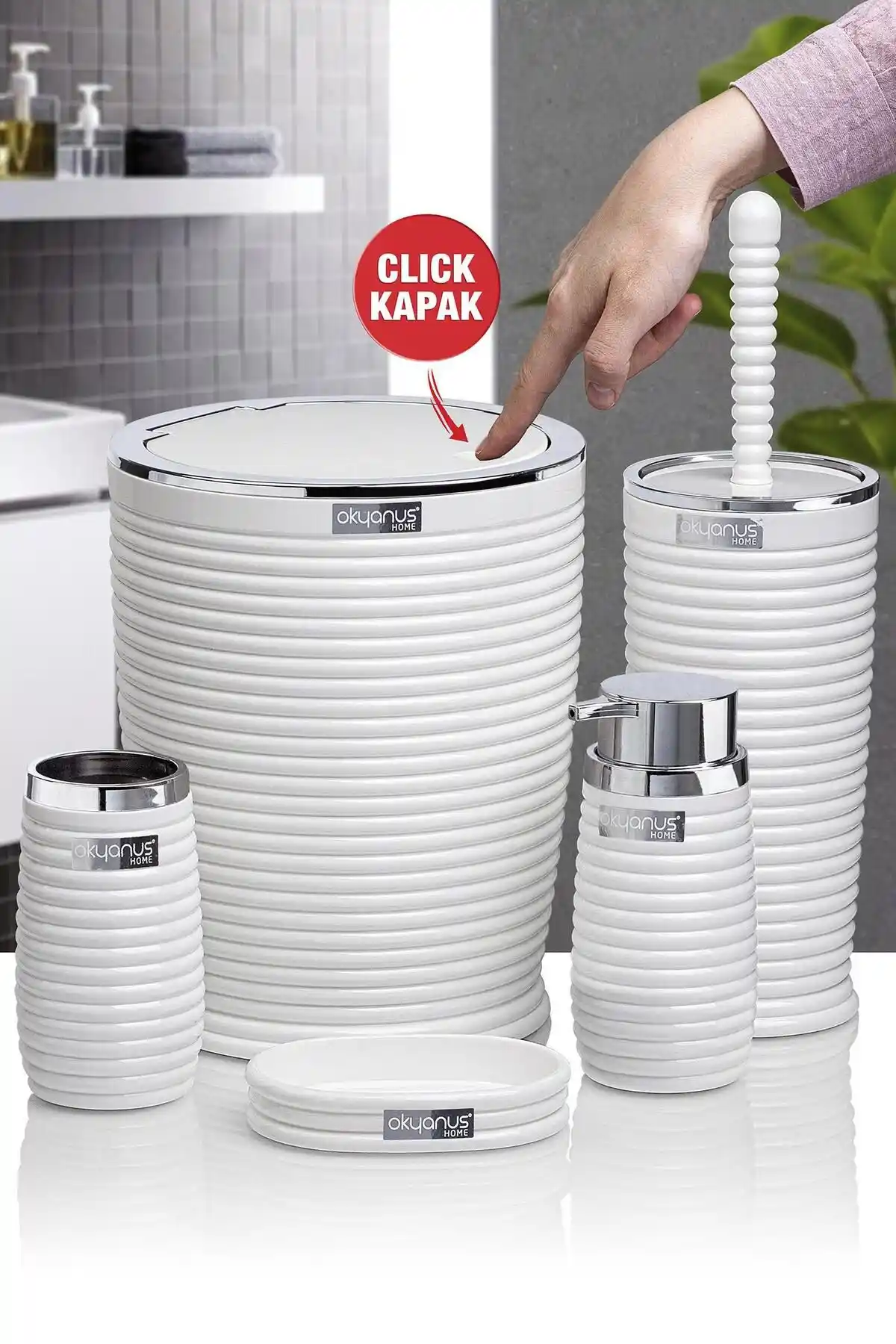 Okyanus Home Beyaz Kromlu Elegans ve Luna Beyaz Kare 5'li Banyo Setleri Karşılaştırması