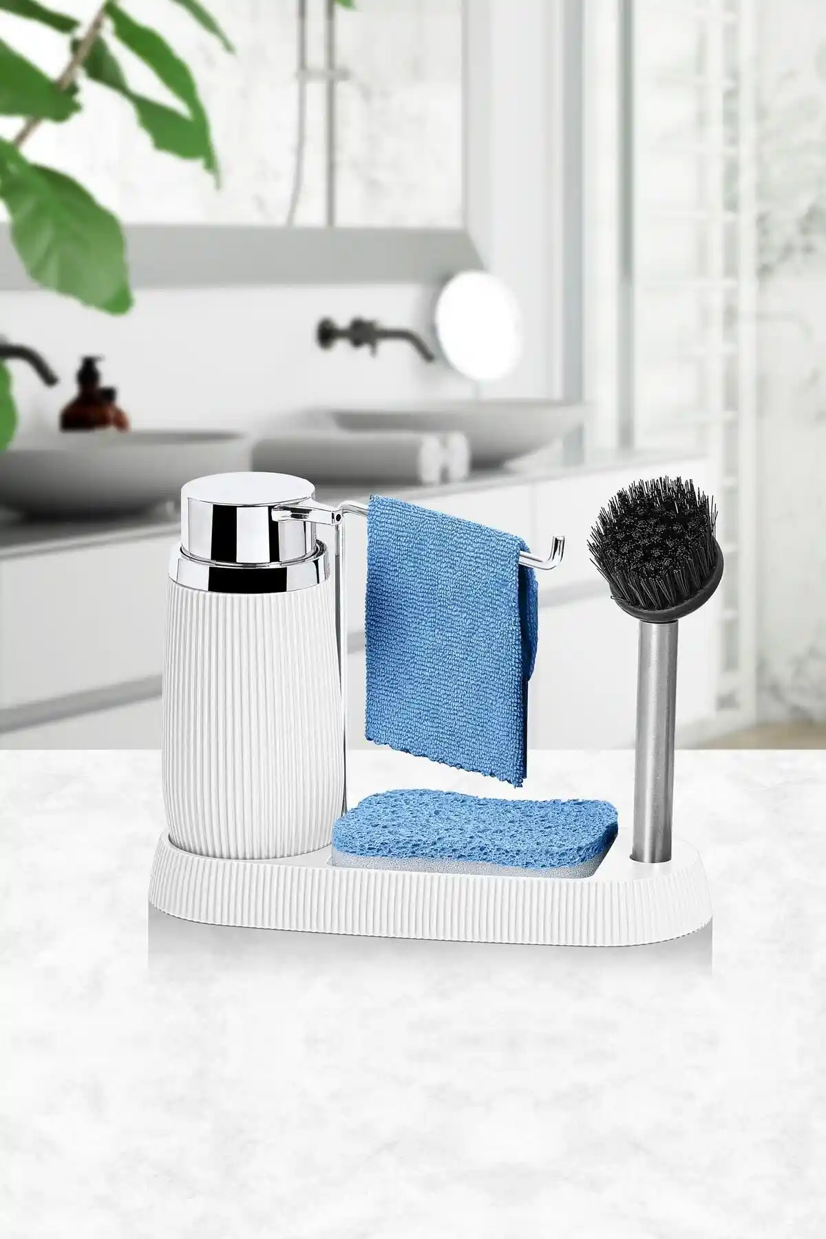 Okyanus Home Beyaz Premium Lavabo Seti: Modern ve Dayanıklı Banyo Mutfak Aksesuarı