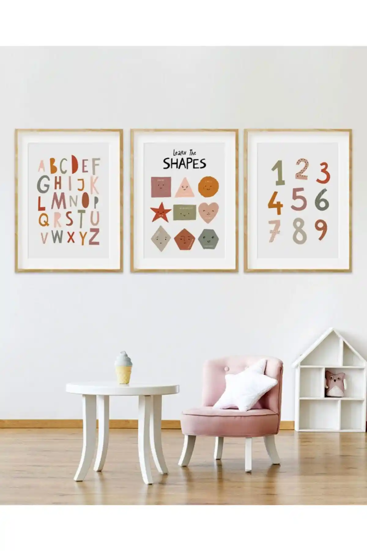 Olamia Çocuk ve Bebek Odası İçin Modern 3 Parça MDF Duvar Tablo Seti