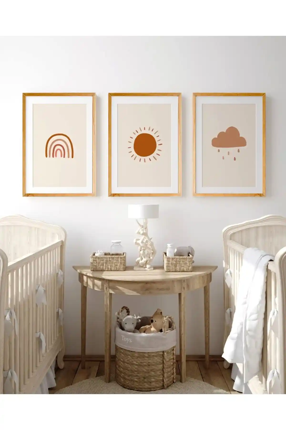 Olamia Renkli Geometrik MDF Duvar Tablo Seti Çocuk Odası Dekorasyonu İçin