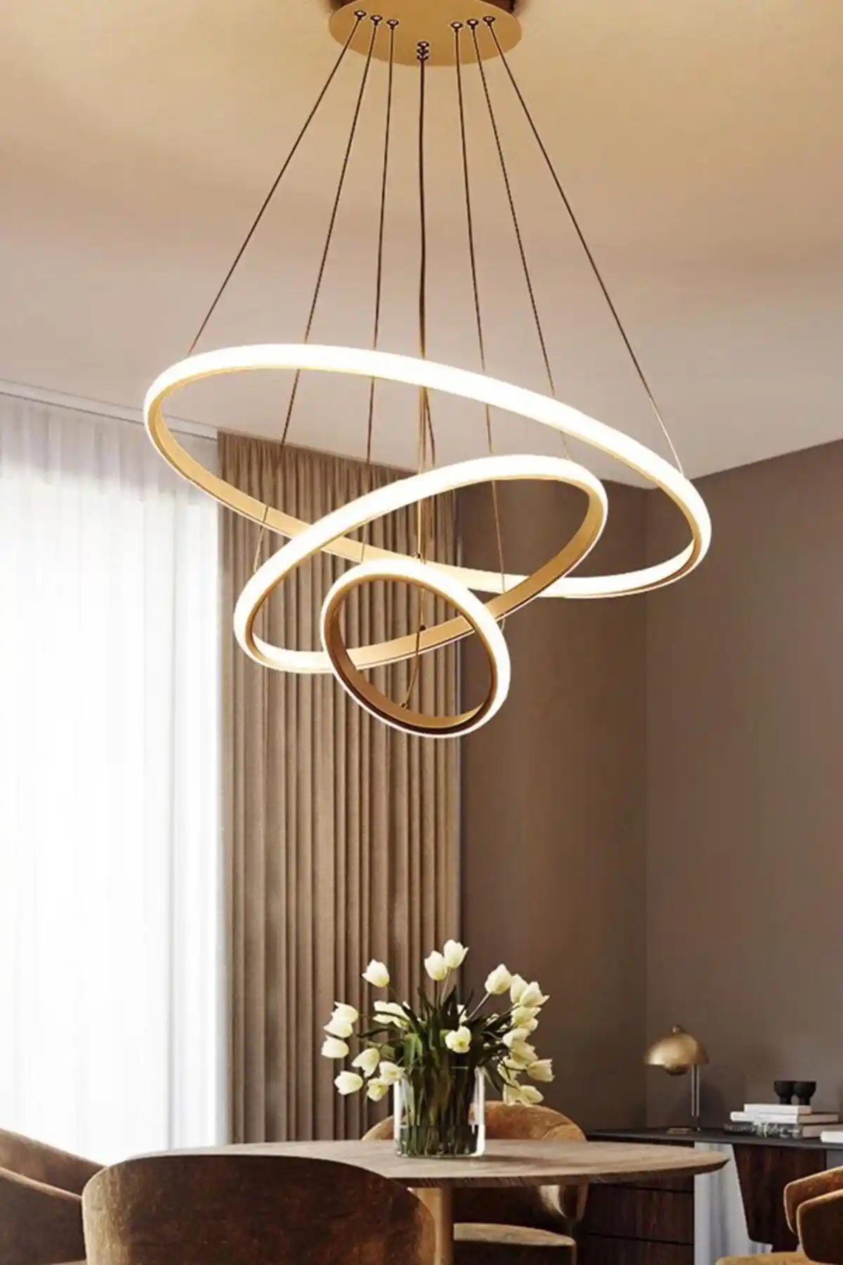 Ömür Avize Alex Gold Kasa Beyaz Led 3'lü: Modern ve Şık Aydınlatma Çözümü