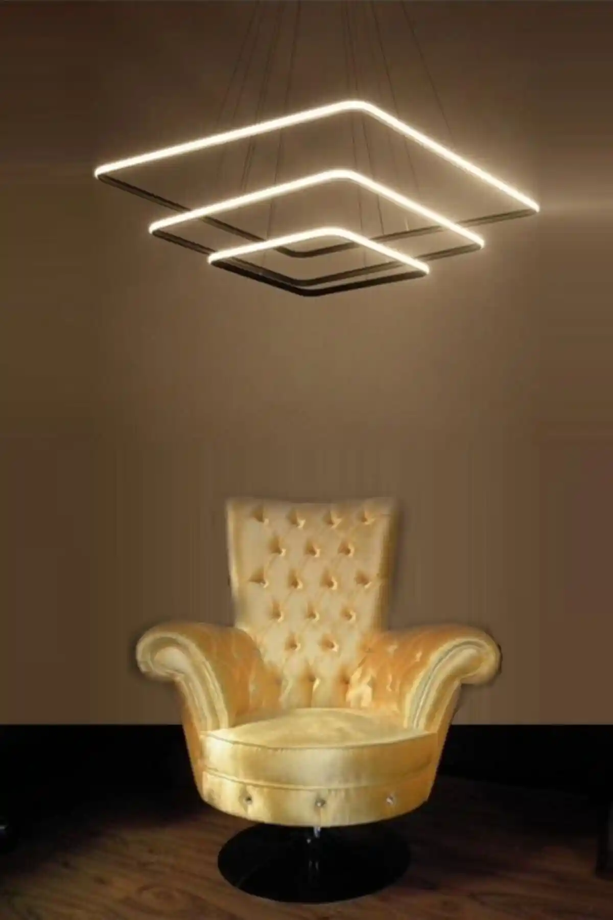 Ömür Avize Nikol Modern Siyah Kasa Beyaz LEDli Üçlü Aydınlatma Ünitesi