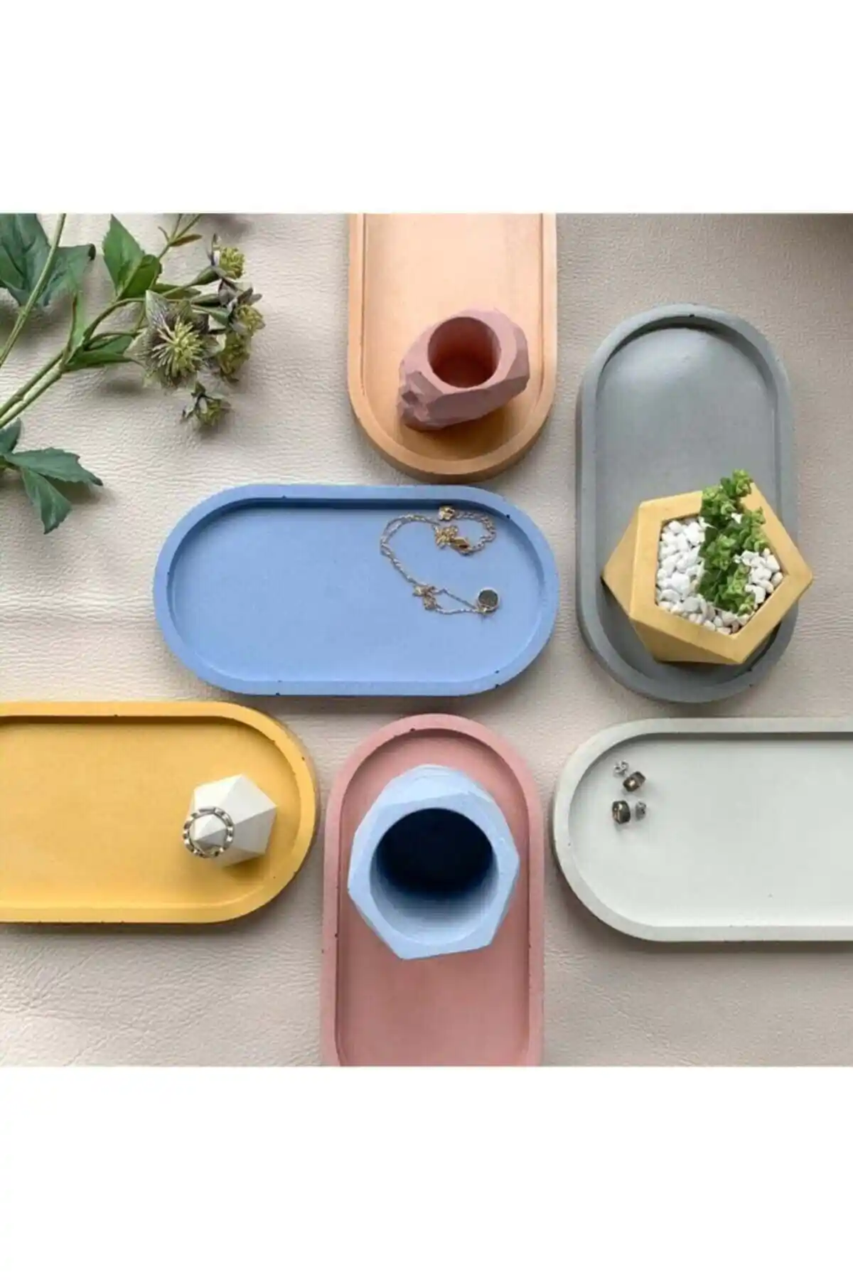 Orange Atelier Dekoratif Beyaz Oval Biblo ve Takı Tabağı Organize Edici Ürünler