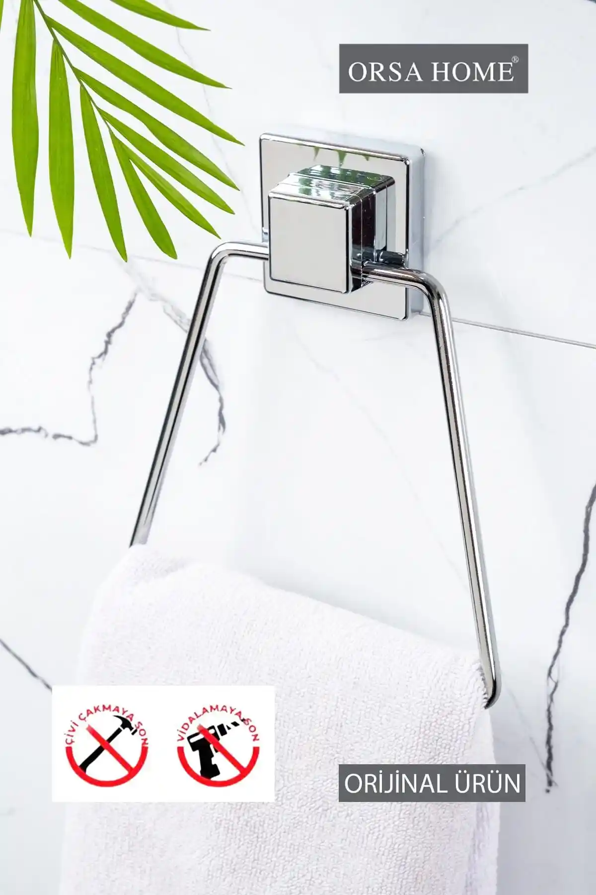 ORSA HOME 602 Kare Yapışkanlı Üçgen Havluluk Krom - Modern ve Dayanıklı Banyo Aksesuarı