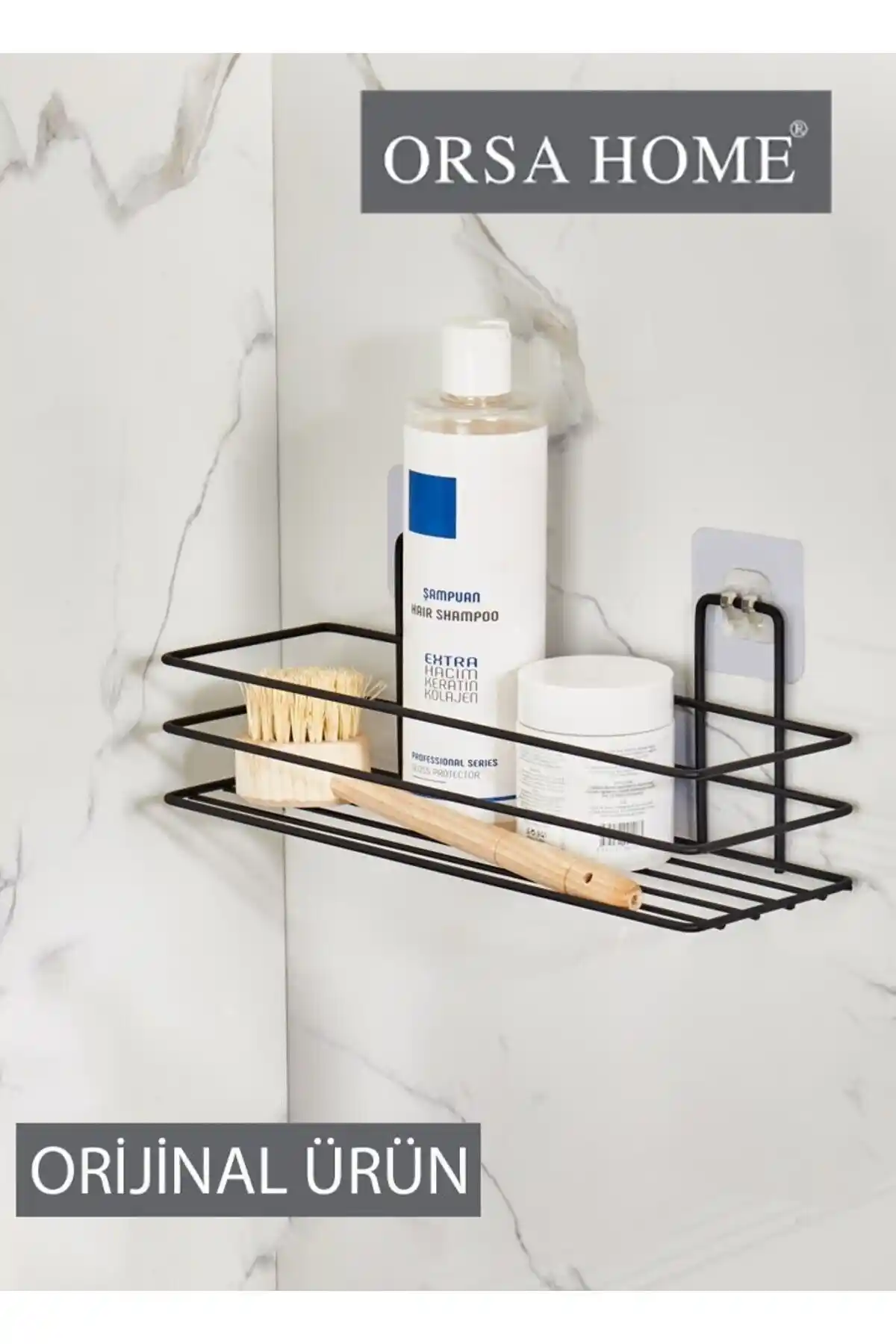 ORSA HOME 926 Tekli Güçlü Yapışkanlı Metal Banyo Rafı Modern Tasarım