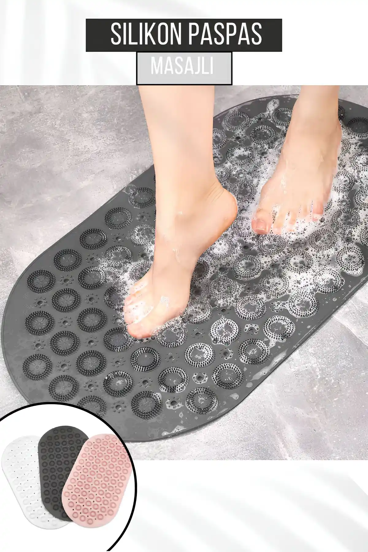 Orvila Silikon Kaydırmaz Taban Masajlı Banyo Paspası Güvenlik ve Konfor Sağlar